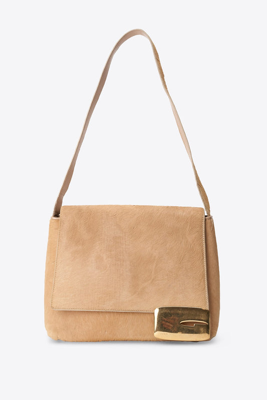 Vintage Gucci Tom Ford era Beige Calf Hair Shoulder Bag