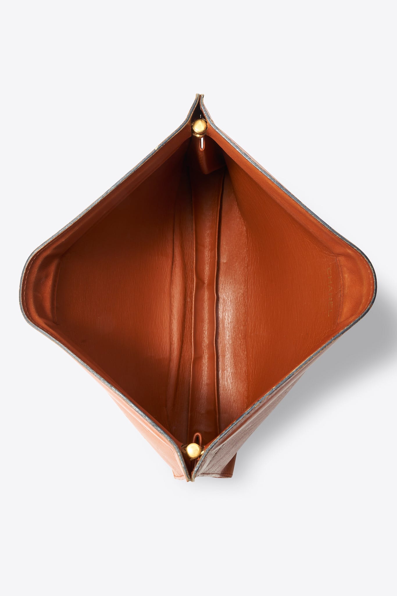 Vintage Chanel CC Tan Leather Clutch Bag