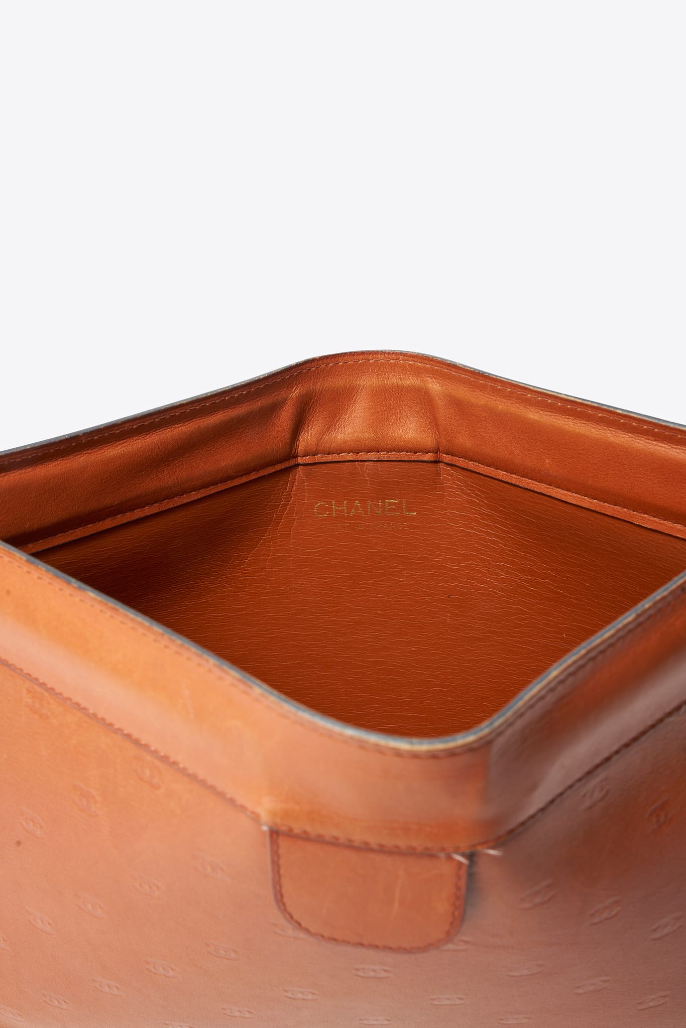 Vintage Chanel CC Tan Leather Clutch Bag
