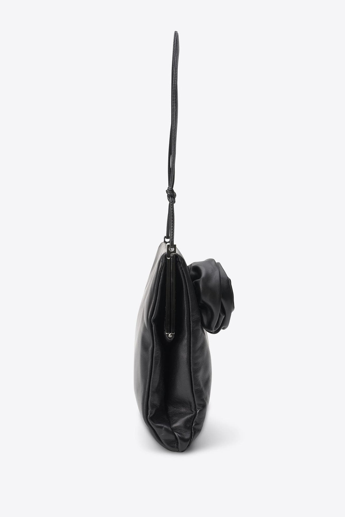 Vintage Gucci Black Leather Rose Shoulder Bag