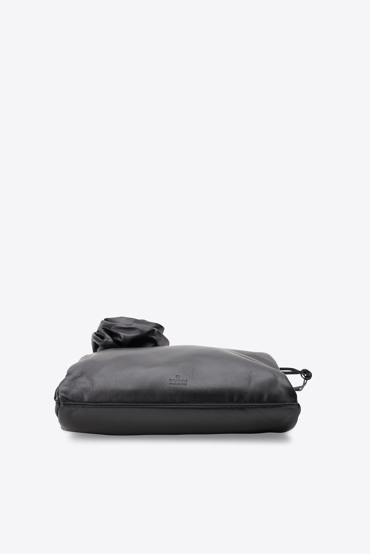 Vintage Gucci Black Leather Rose Shoulder Bag