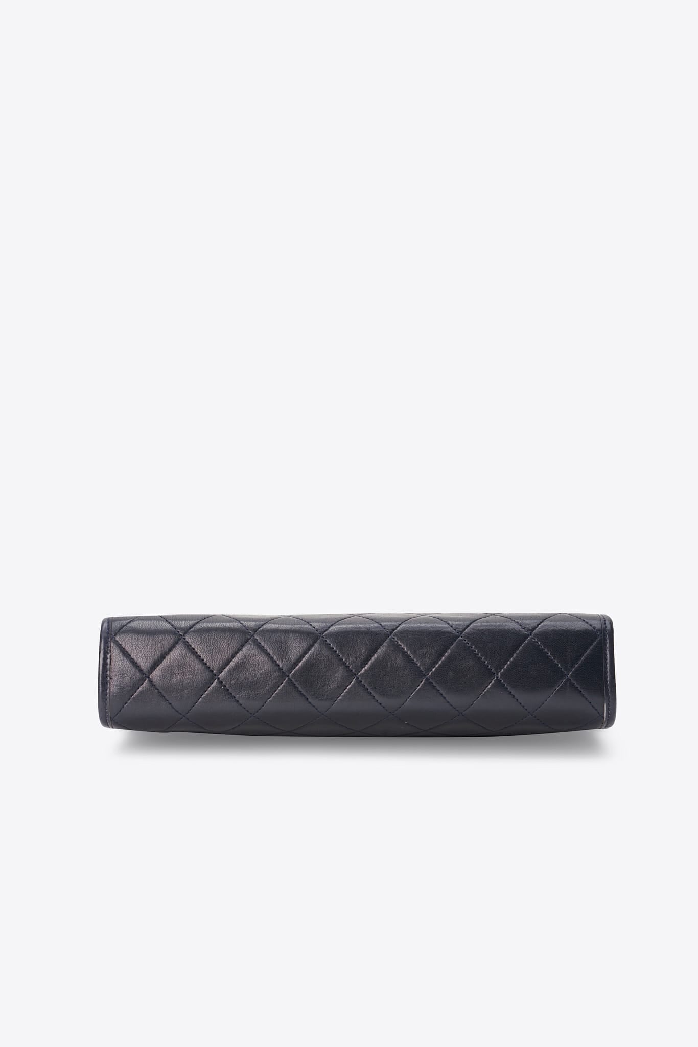 Vintage Chanel Navy Leather Clutch Bag With 24k Gold Plated Hardware