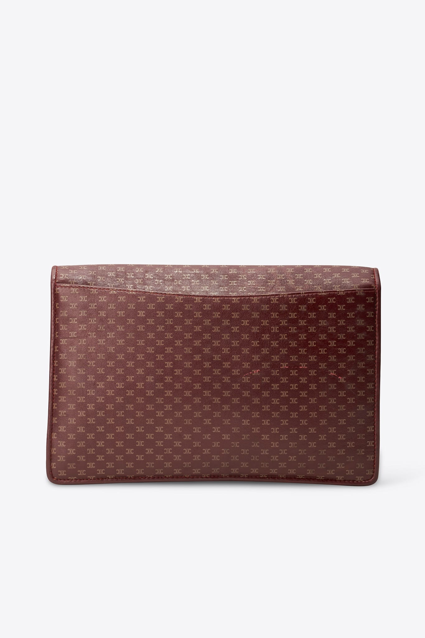 Vintage Celine Triomphe Burgundy Canvas Clutch