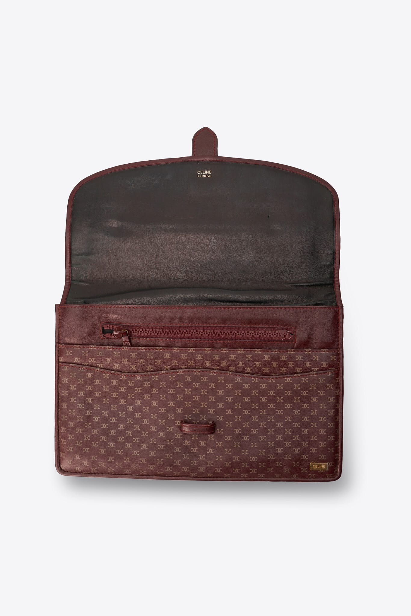 Vintage Celine Triomphe Burgundy Canvas Clutch – The Hosta