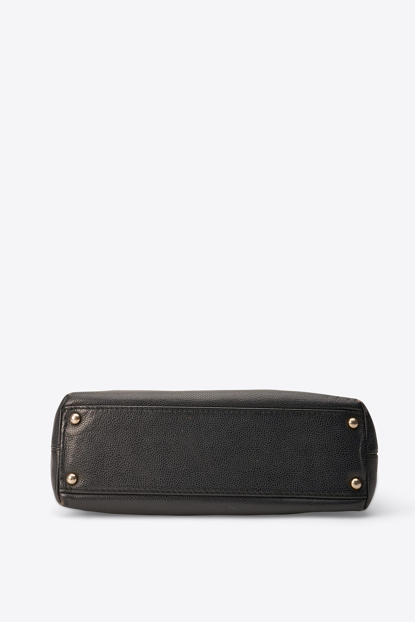 Vintage Chanel Black Caviar Leather Shoulder Bag with Wood Effect Chain