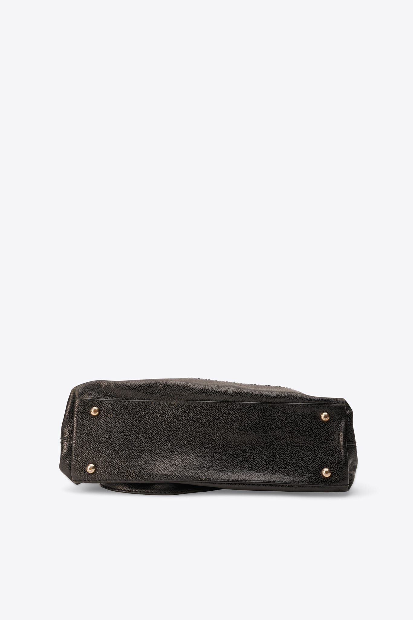Vintage Chanel Caviar Leather Shoulder Bag with Wood Effect Perspex Puller
