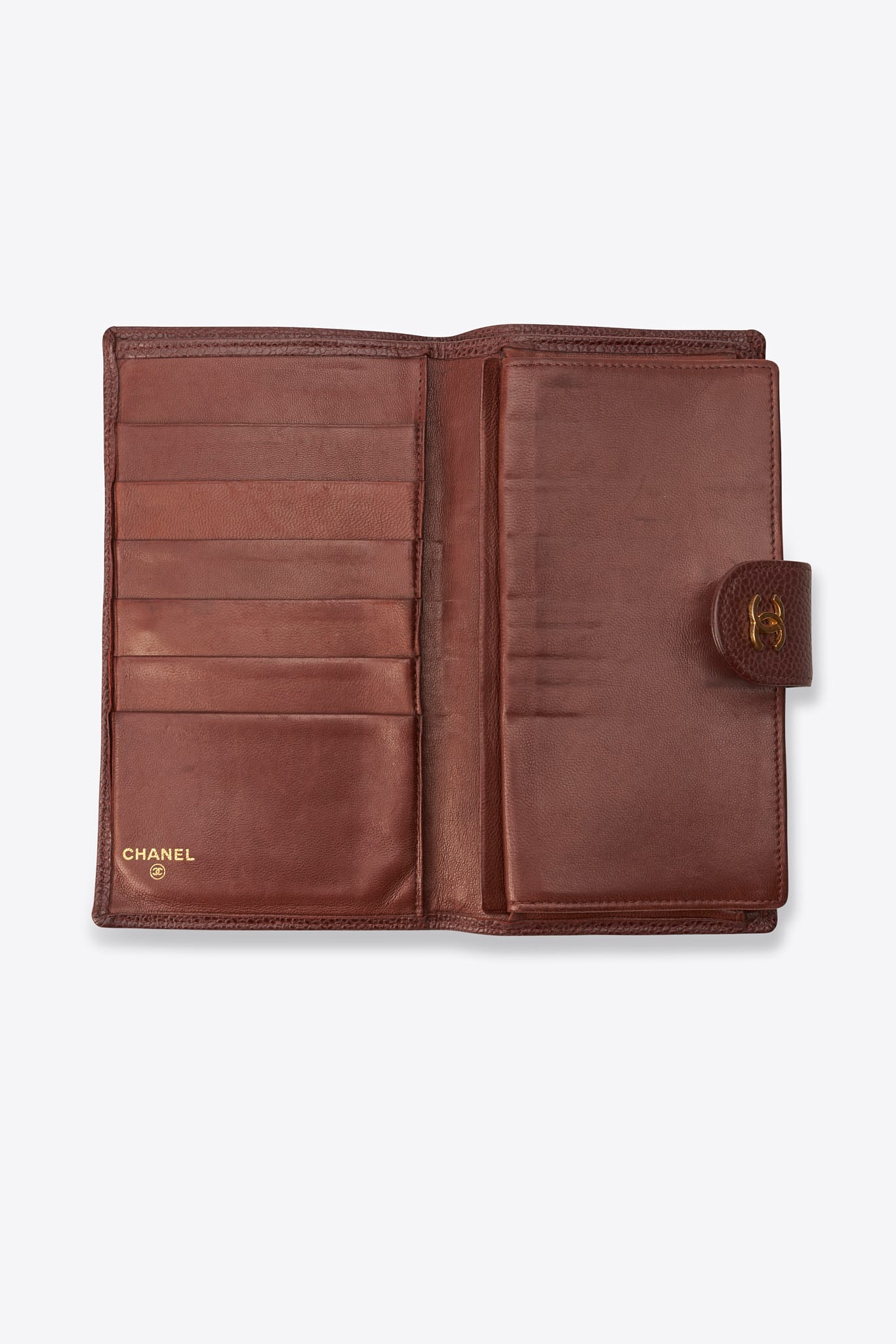 Vintage Chanel Brown Caviar Leather Wallet