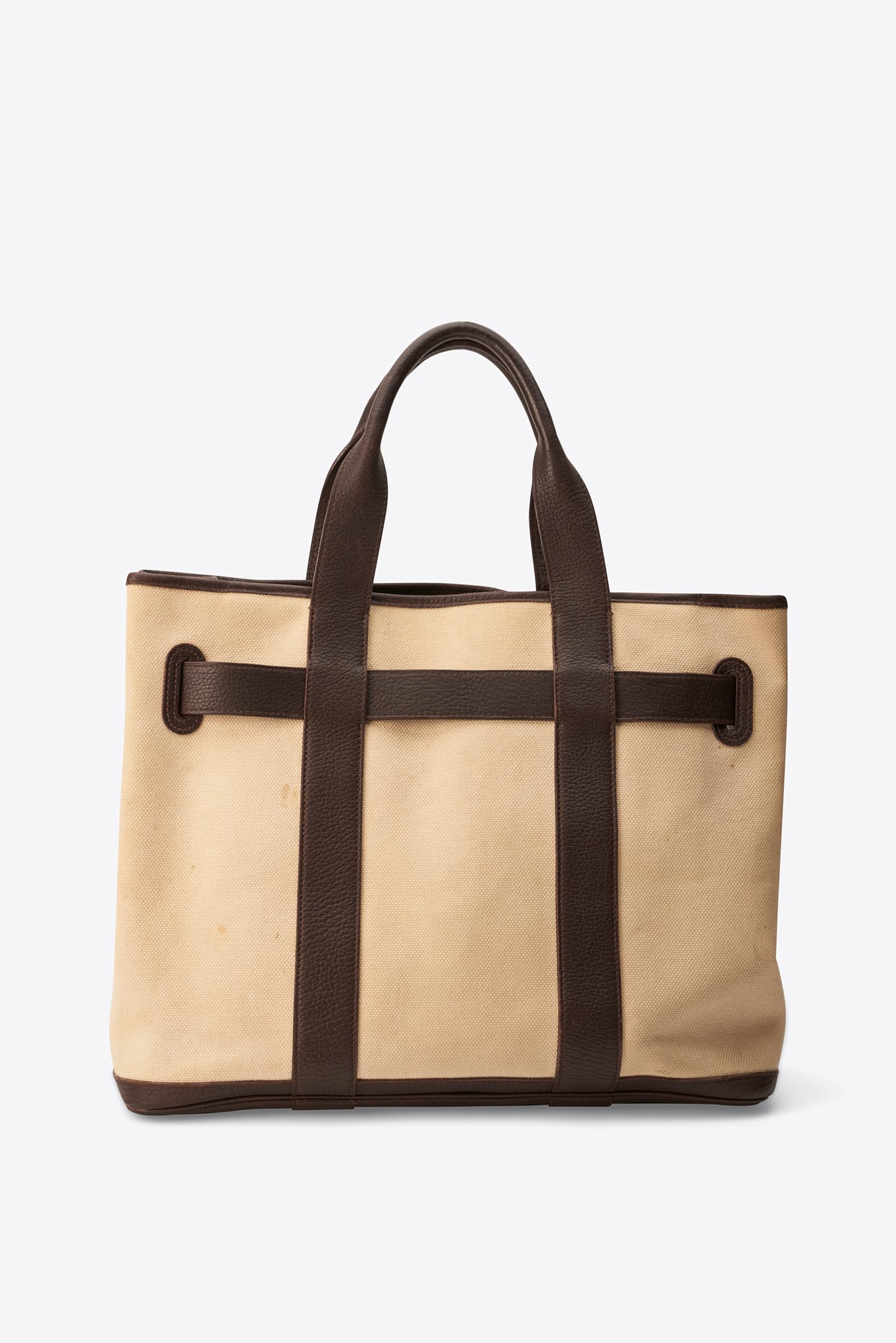 Vintage Hermes Ceinture Canvas and Leather Tote Bag