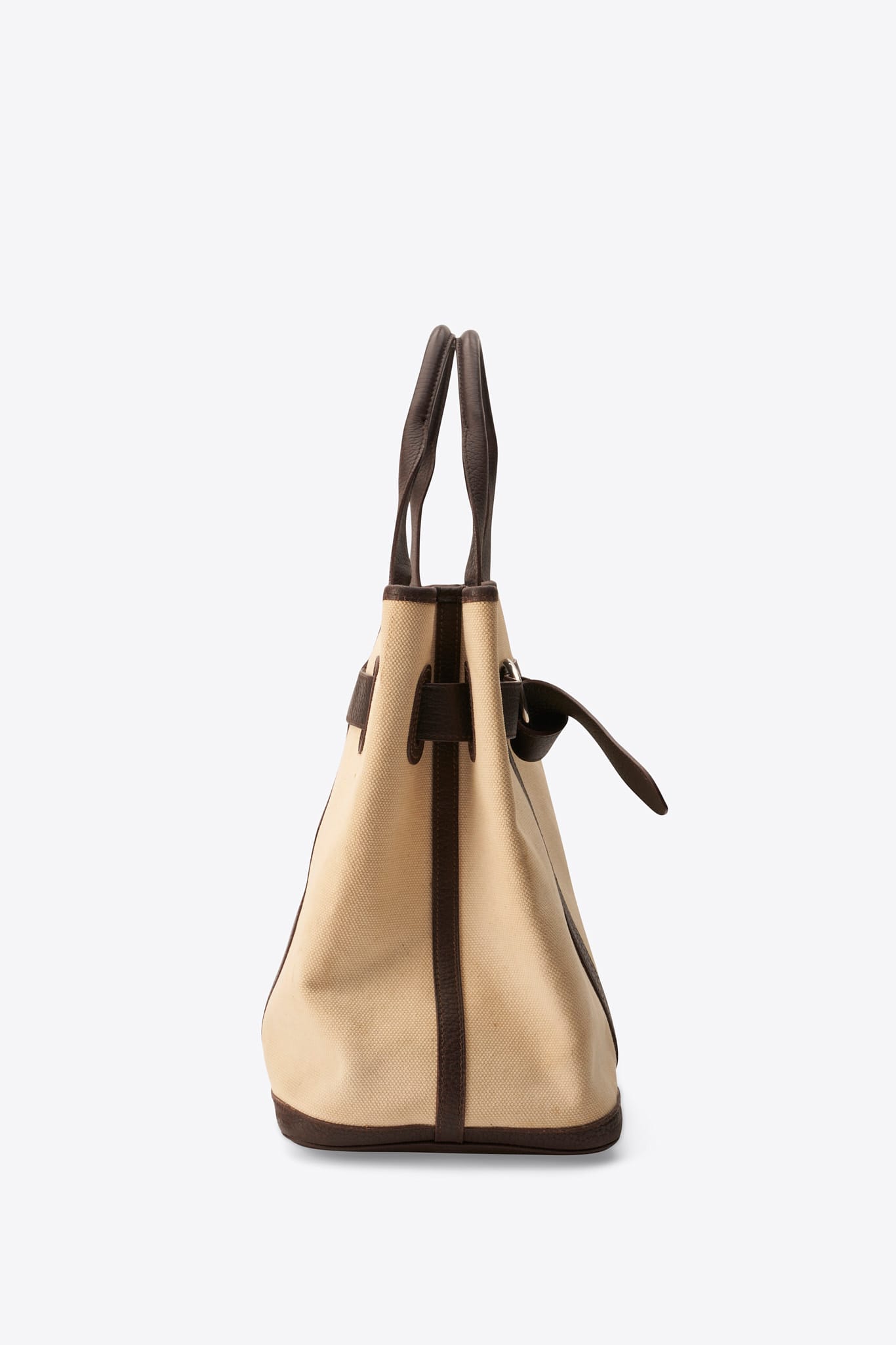 Vintage Hermes Ceinture Canvas and Leather Tote Bag
