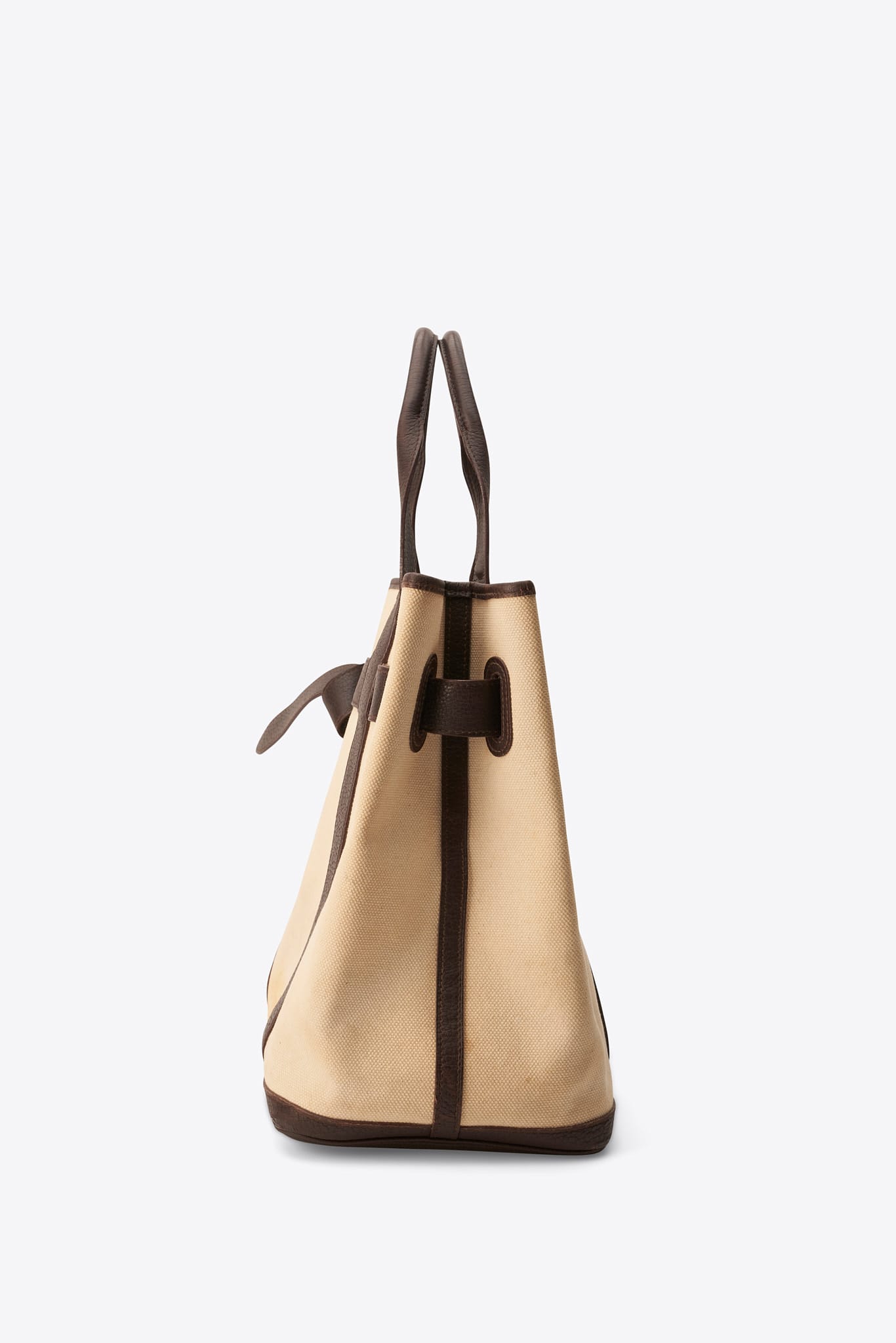 Vintage Hermes Ceinture Canvas and Leather Tote Bag