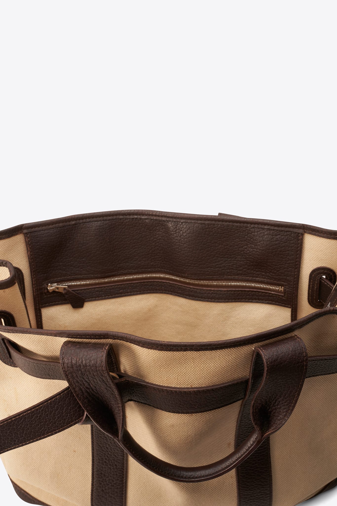 Vintage Hermes Ceinture Canvas and Leather Tote Bag