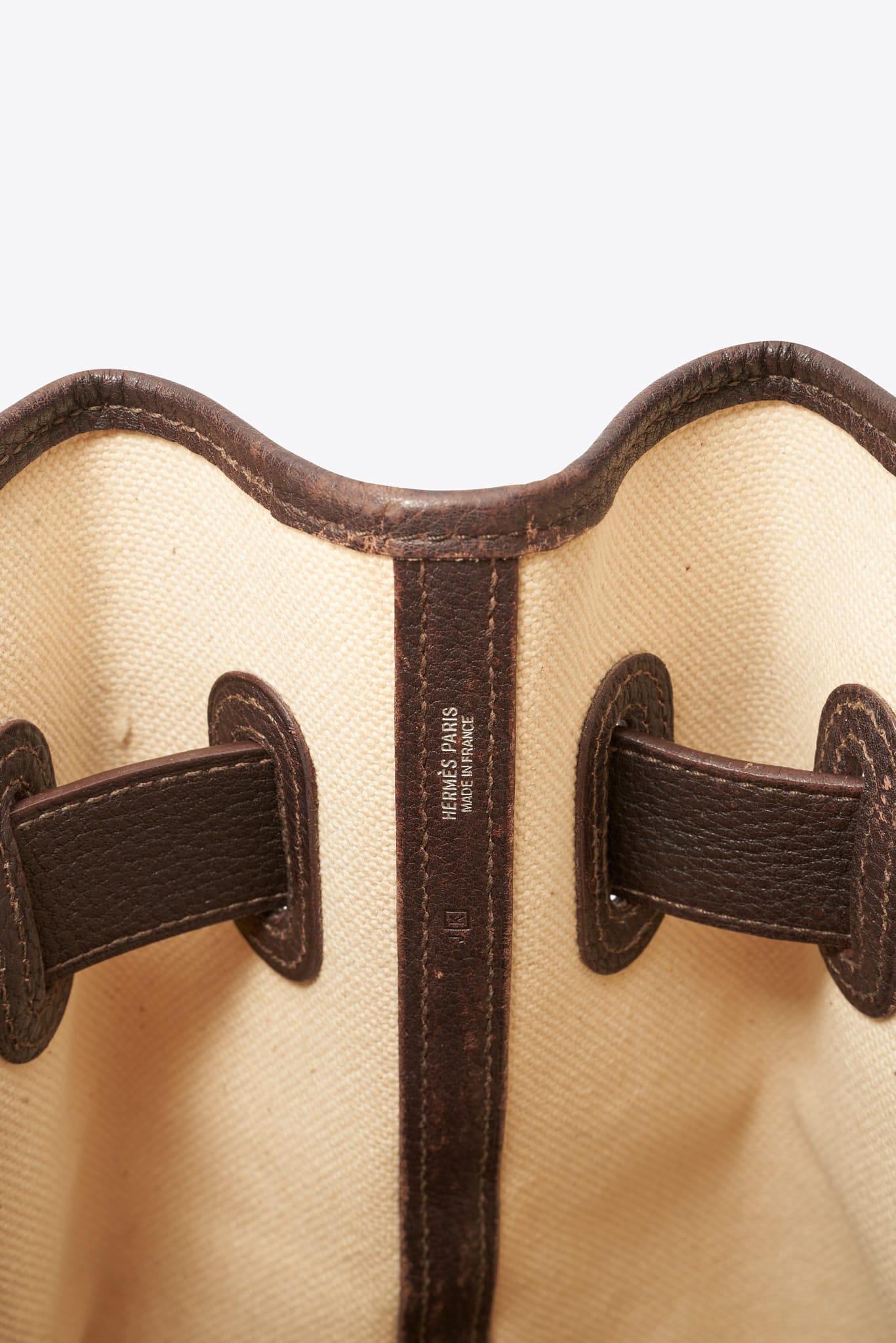 Vintage Hermes Ceinture Canvas and Leather Tote Bag