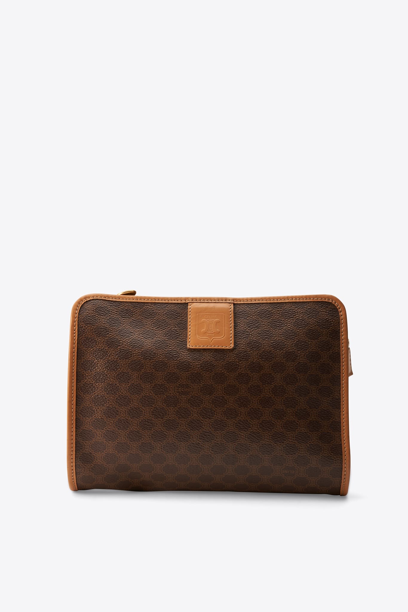 Vintage Celine Brown Macadam Canvas Clutch Bag