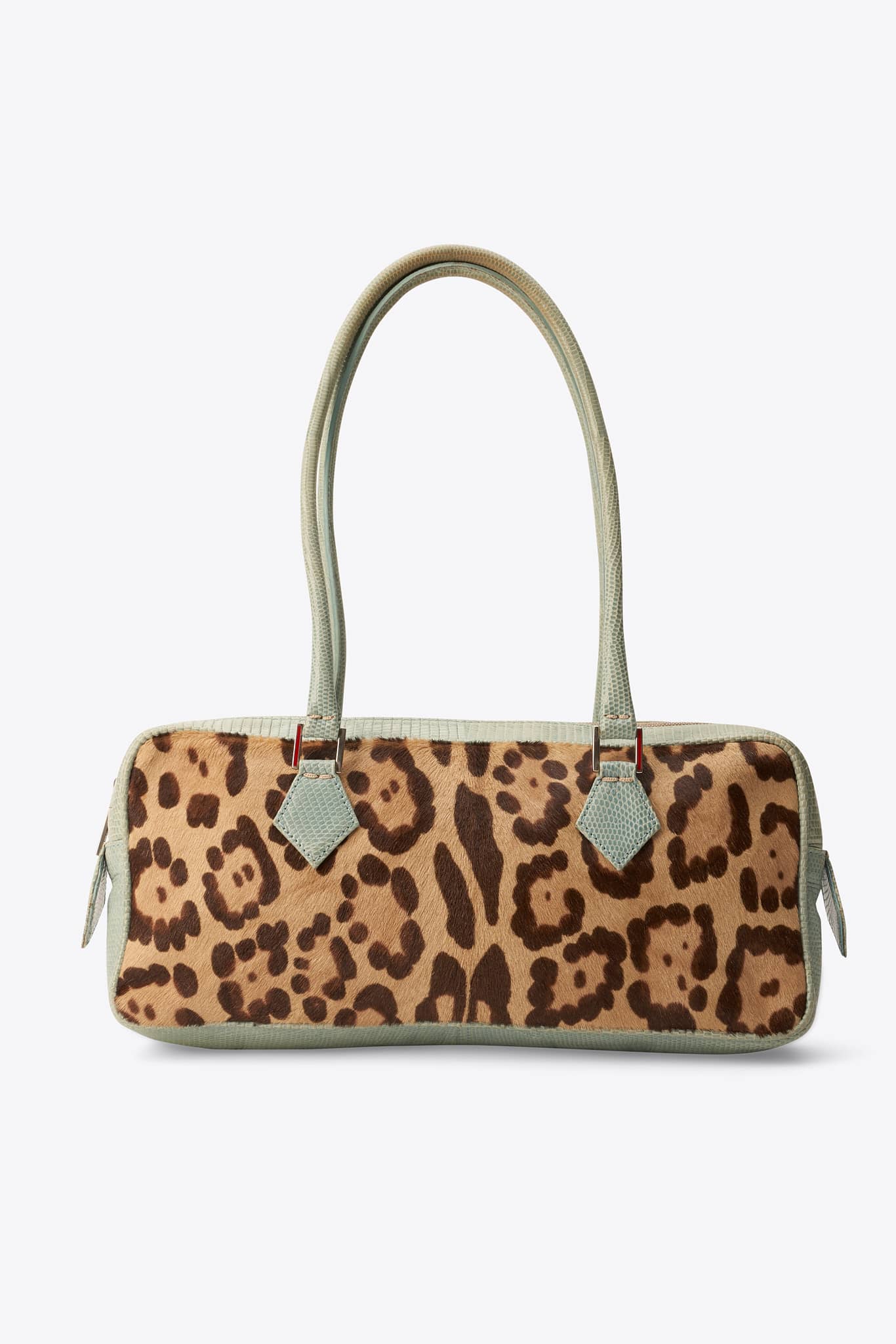 Vintage Valentino Leopard Calf Hair & Turquoise Snakeskin Shoulder Bag