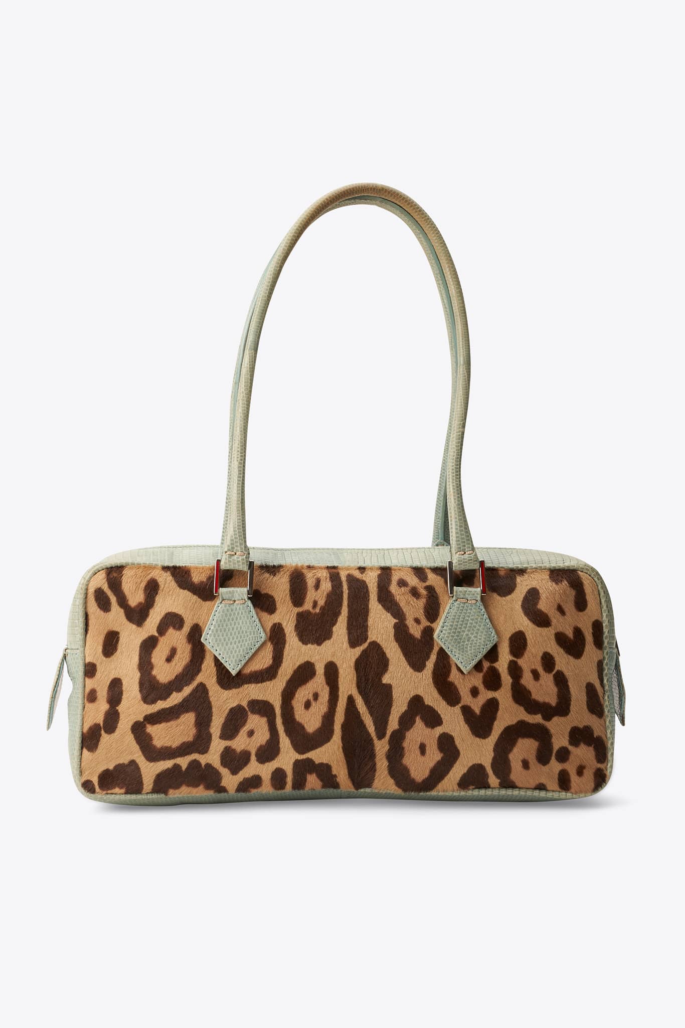 Vintage Valentino Leopard Calf Hair & Turquoise Snakeskin Shoulder Bag