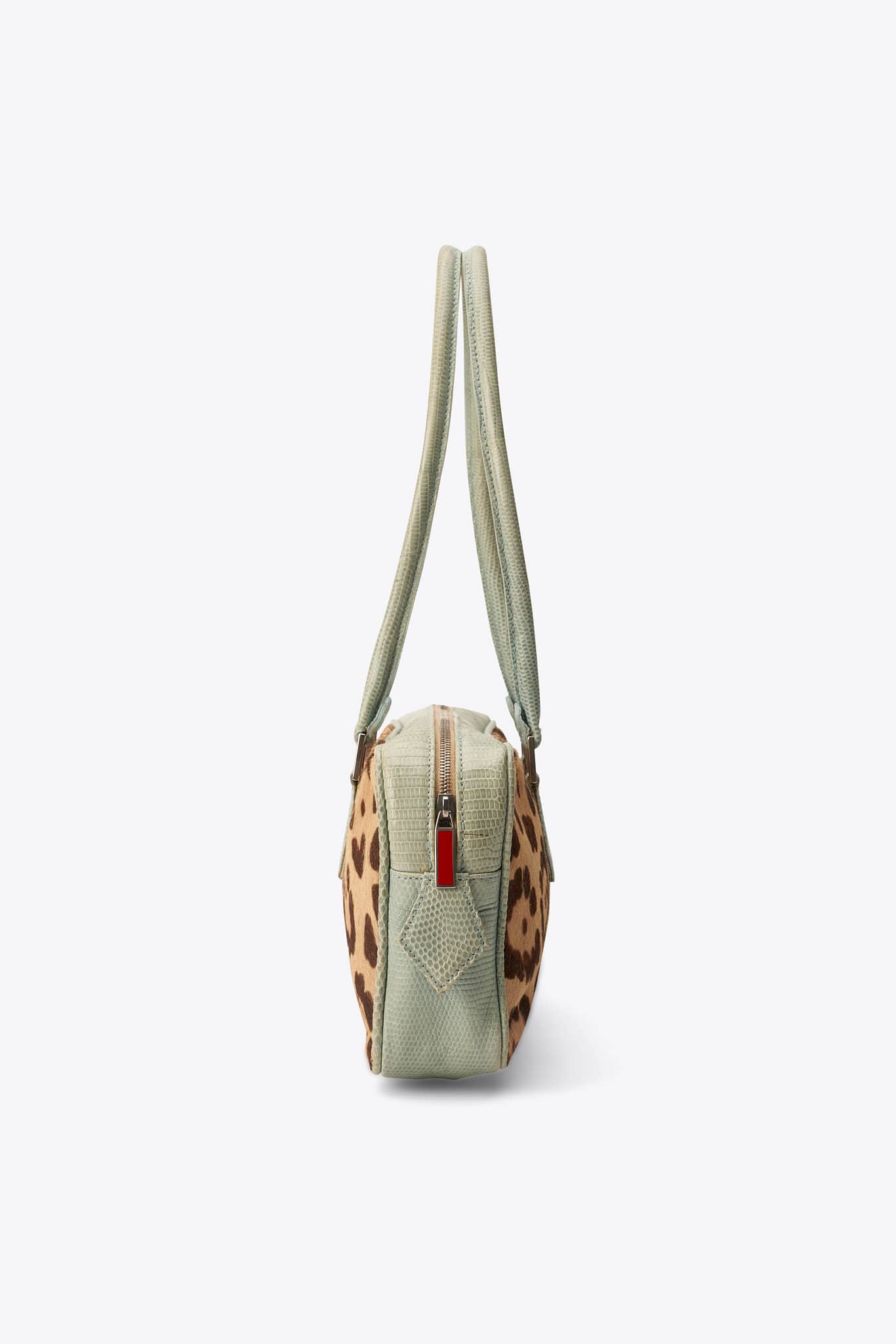 Vintage Valentino Leopard Calf Hair & Turquoise Snakeskin Shoulder Bag