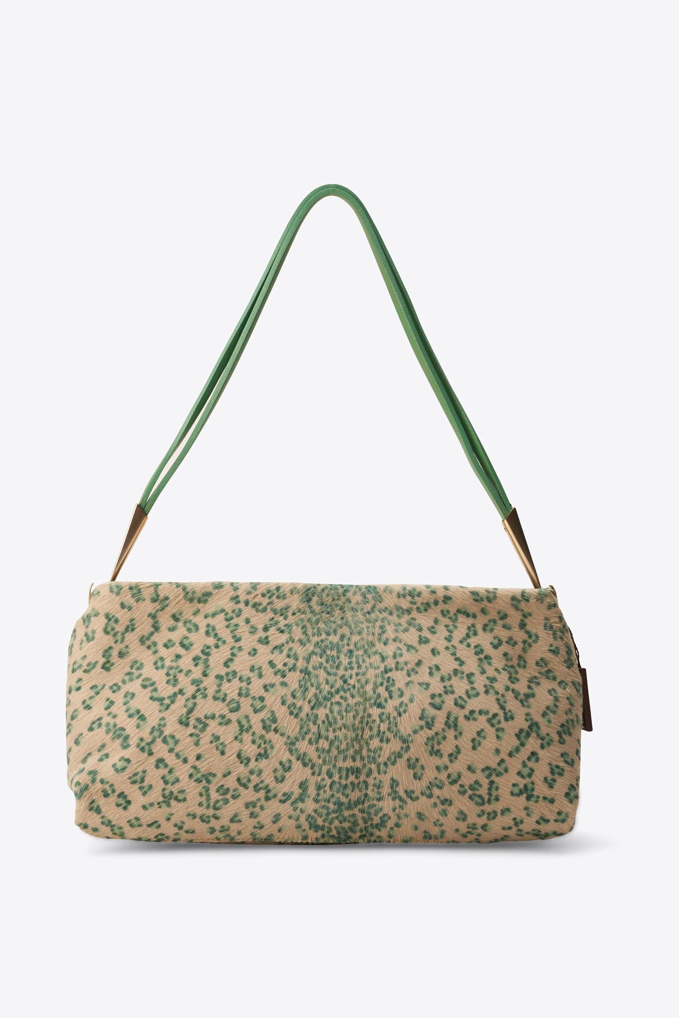 Vintage Bottega Veneta Green Leopard Calf Hair Shoulder Bag