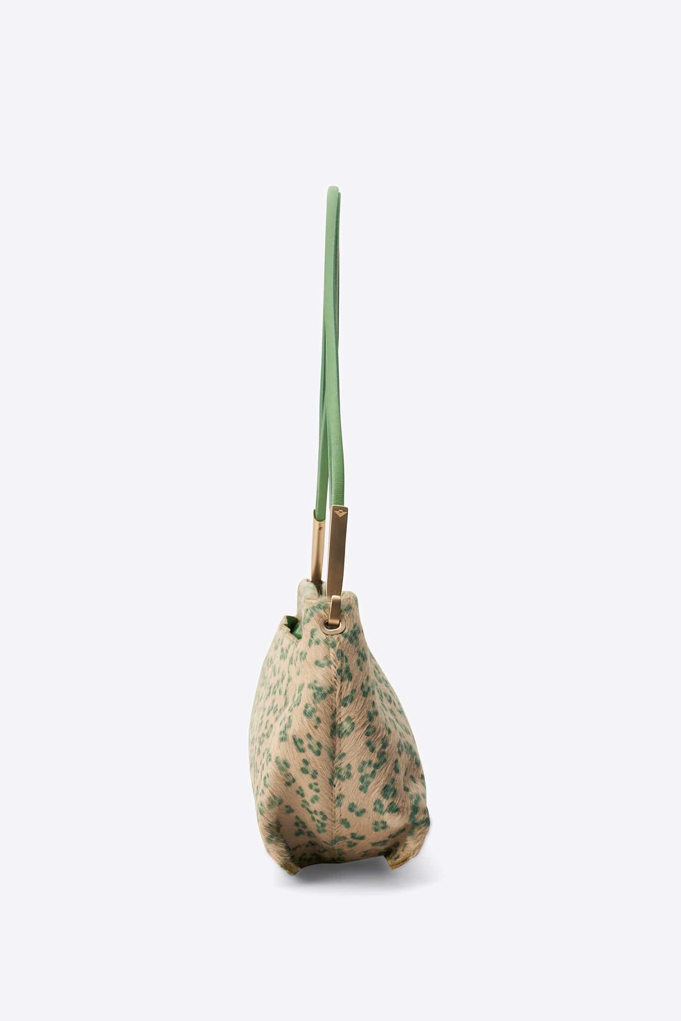 Vintage Bottega Veneta Green Leopard Calf Hair Shoulder Bag