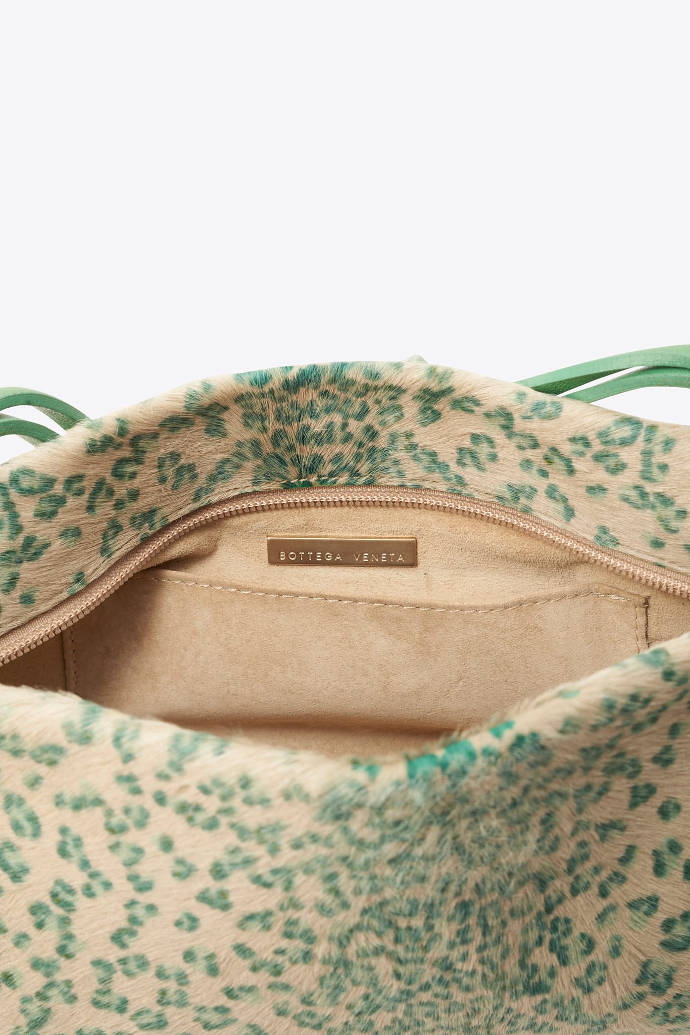 Vintage Bottega Veneta Green Leopard Calf Hair Shoulder Bag