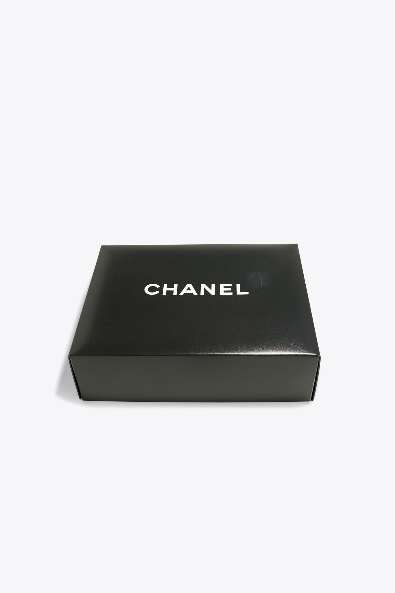 Vintage Chanel Svart läderkopplingspåse med 24k guldpläterad hårdvara