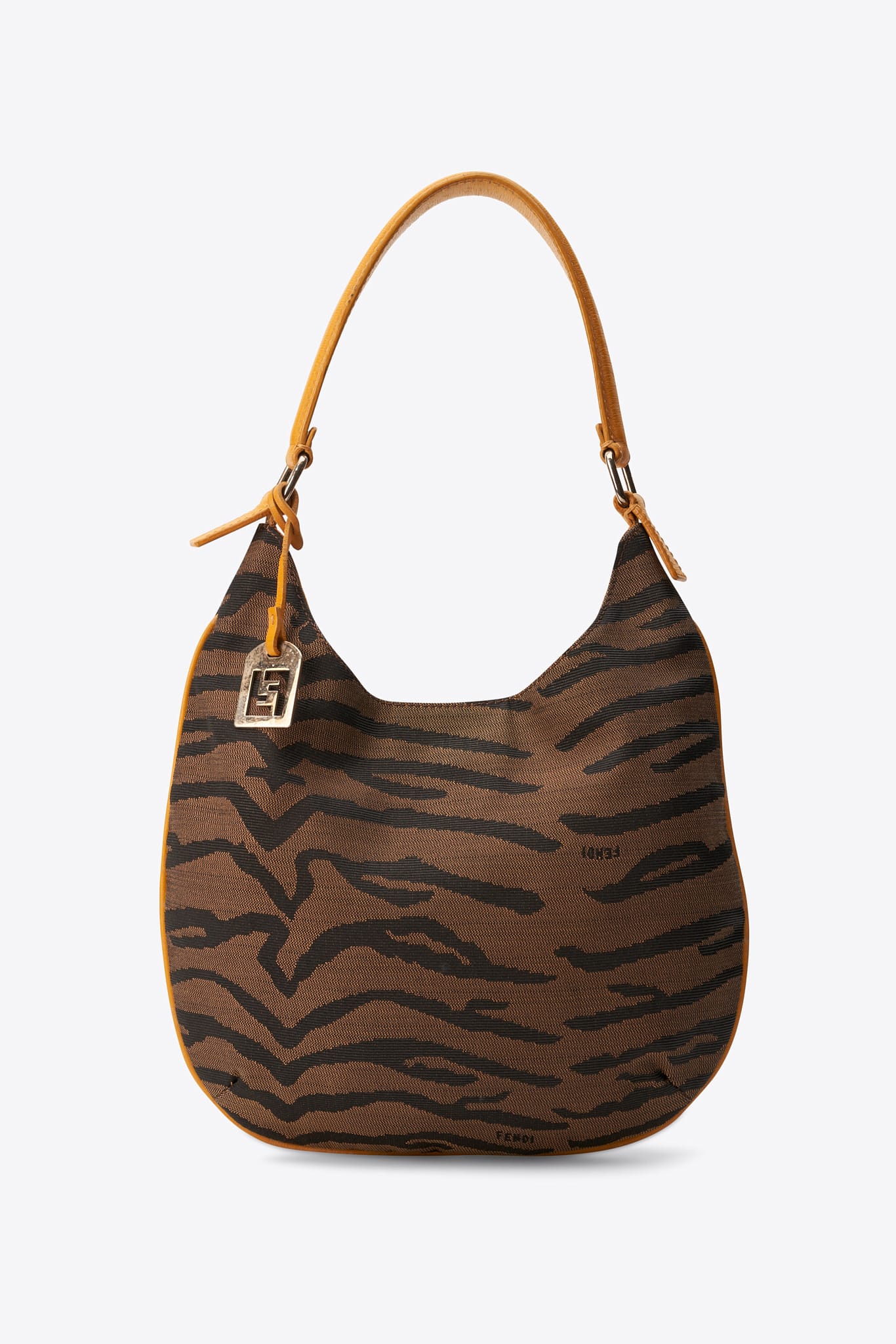 Bolso de hombro Fendi vintage en lienzo de cebra