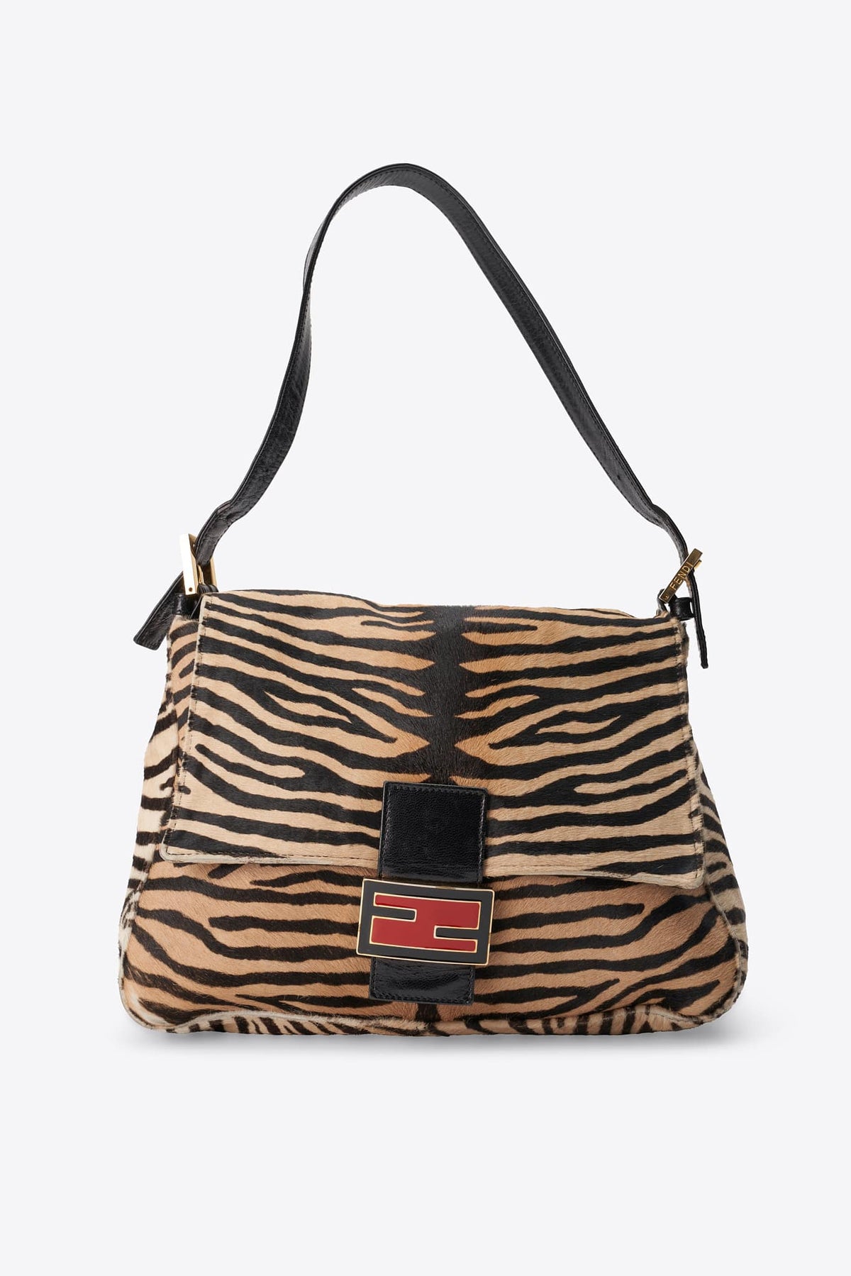 Vintage Fendi Mamma Baguette Zebra Calf Hair Shoulder Bag