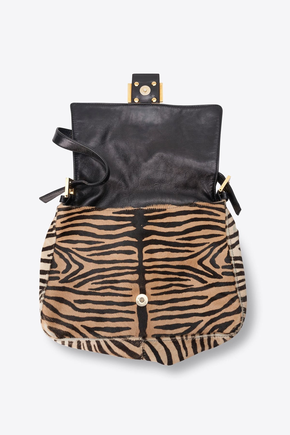 Vintage Fendi Mamma Baguette Zebra Calf Hair Shoulder Bag