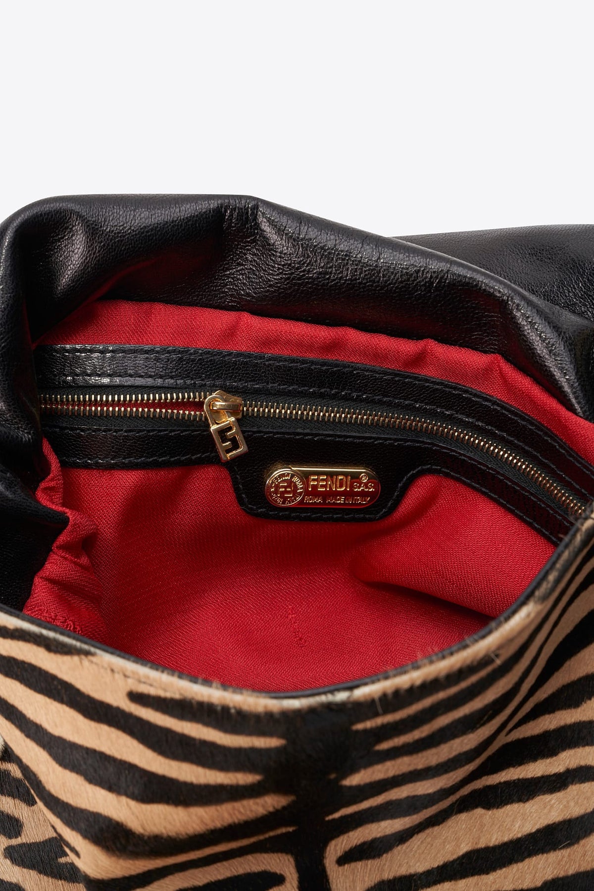 Vintage Fendi Mamma Baguette Zebra Calf Hair Shoulder Bag