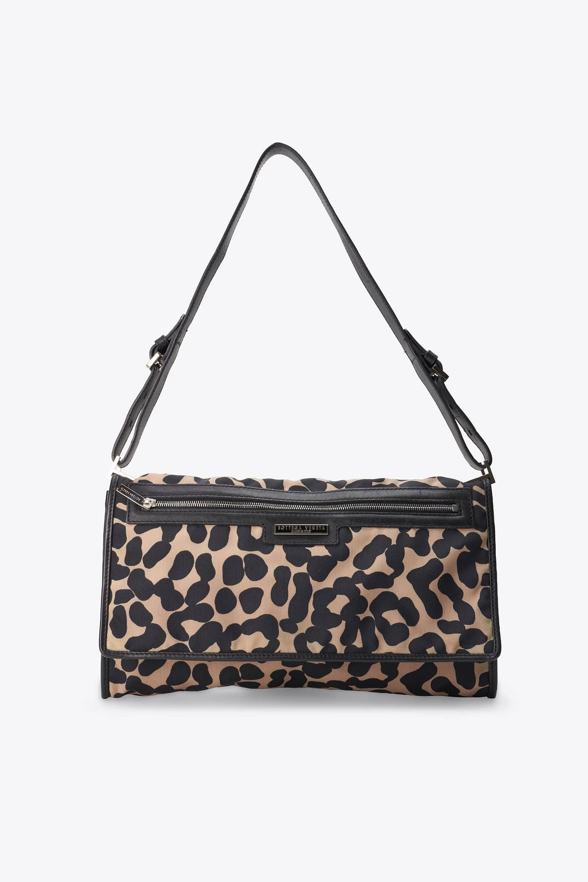 Vintage Bottega Veneta Leopard Print Canvas Shoulder Bag