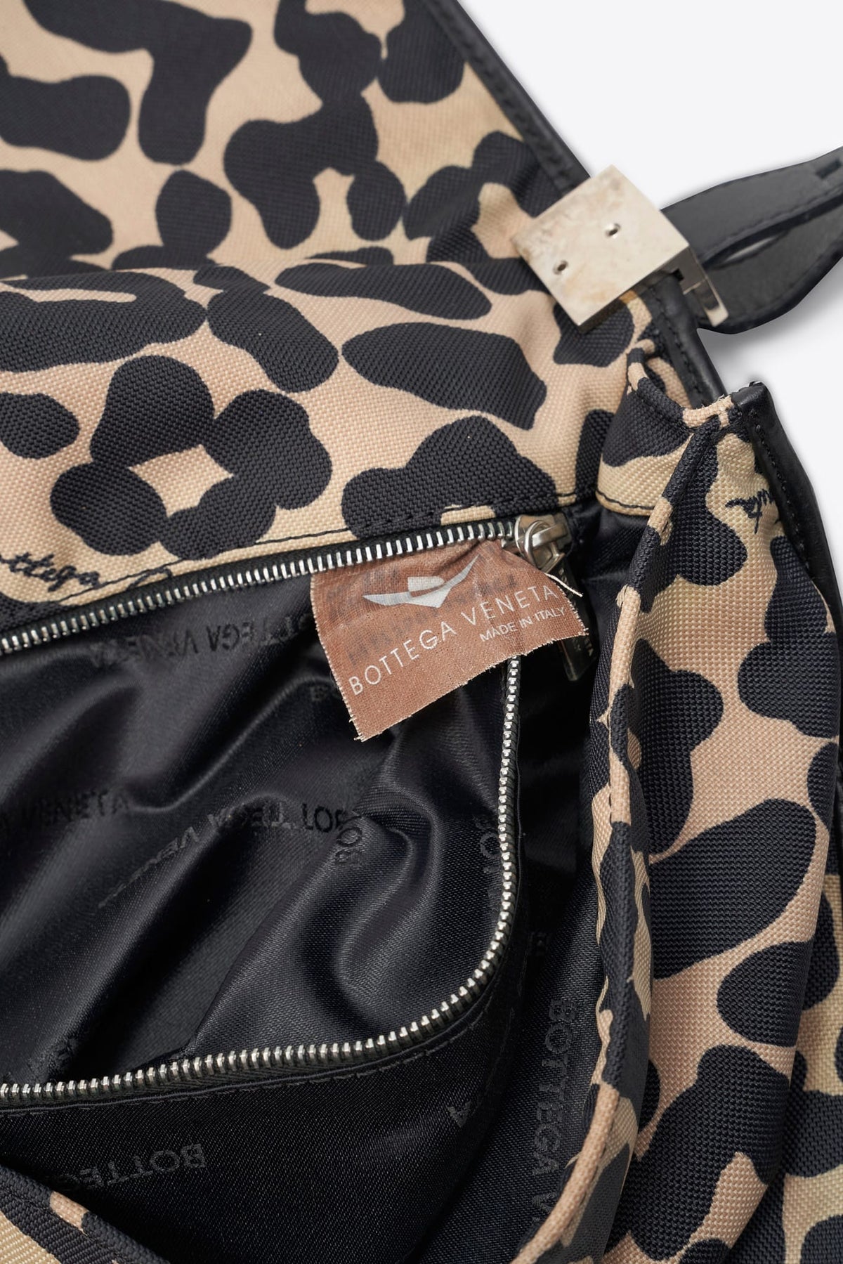 Vintage Bottega Veneta Leopard Print Canvas Shoulder Bag
