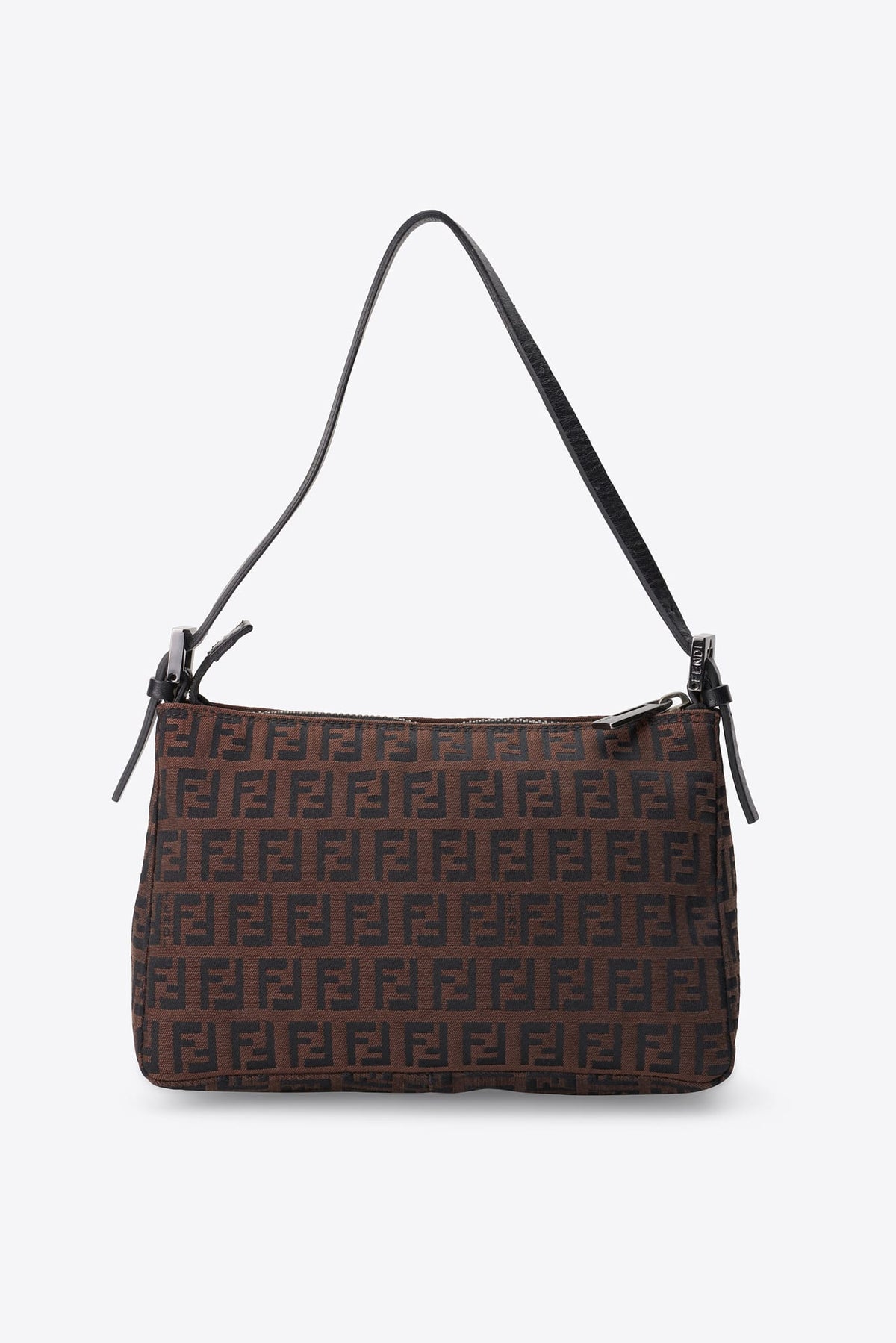 Vintage Fendi Zucchino Brown & Black Shoulder Bag