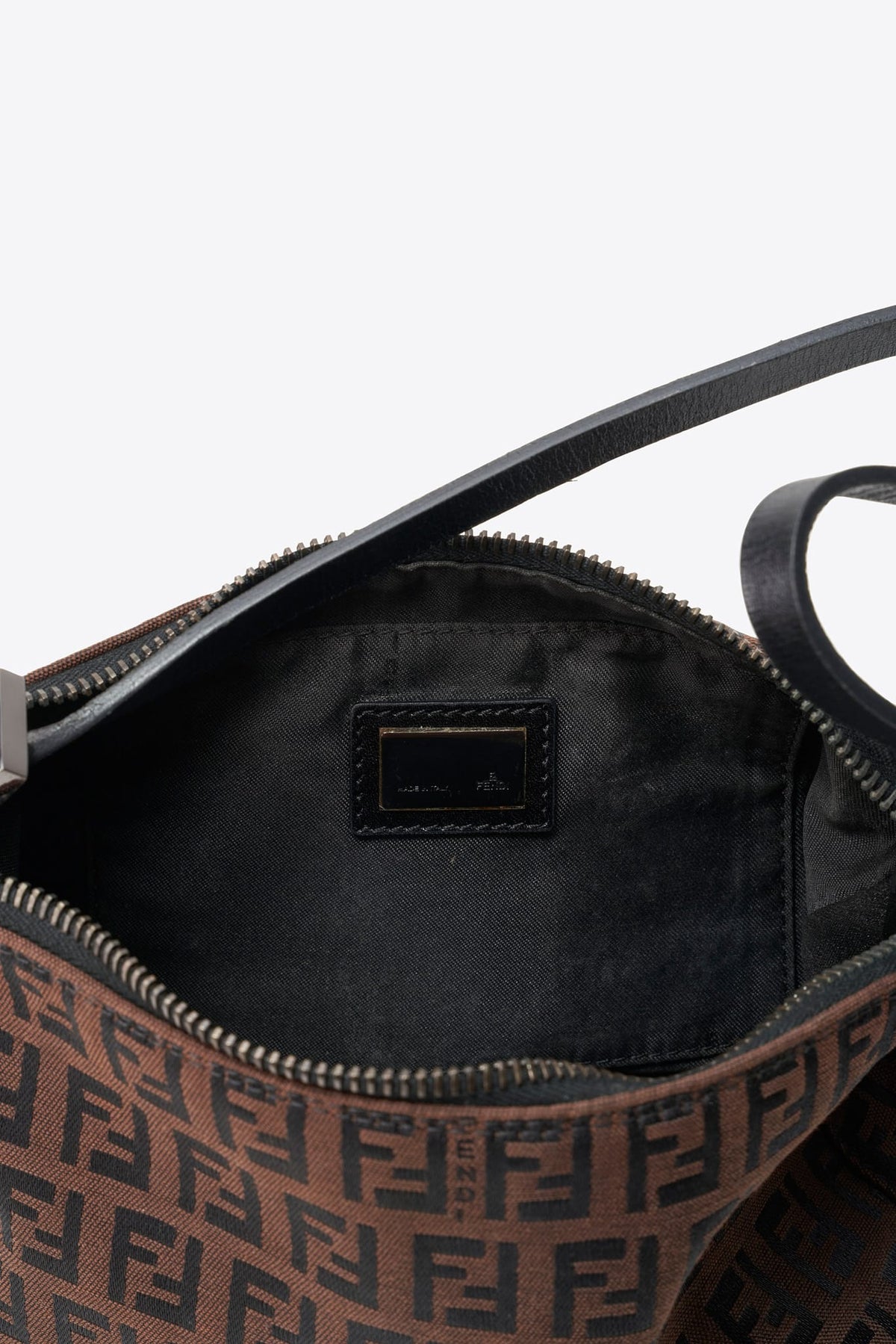 Vintage Fendi Zucchino Brown & Black Shoulder Bag