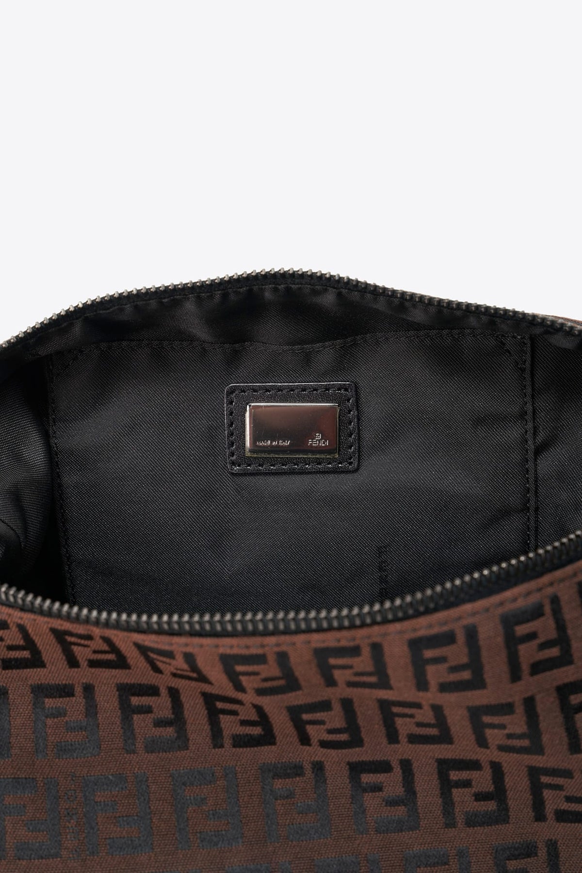 Vintage Fendi Zucchino Brown & Black Shoulder Bag