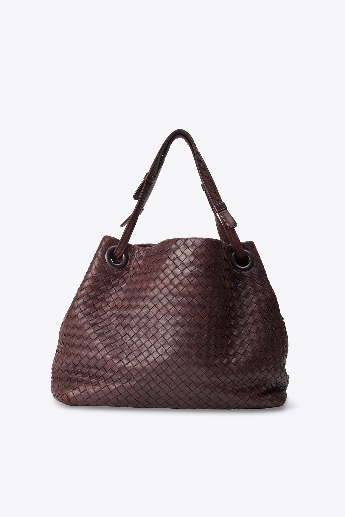 Vintage Bottega Veneta Intrecciato Burgundy Leather Shoulder Bag