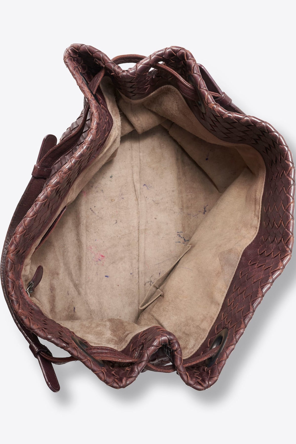 Vintage Bottega Veneta Intrecciato Burgundy Leather Shoulder Bag