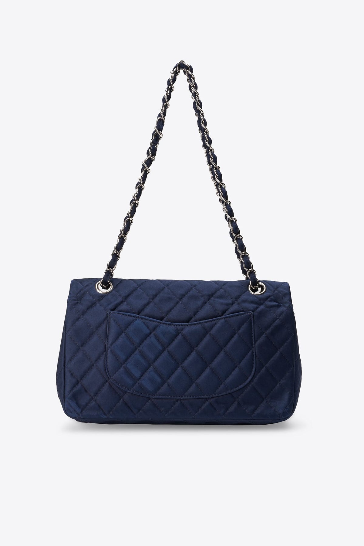 Vintage Chanel Navy Silk Sequin Double Flap Bag