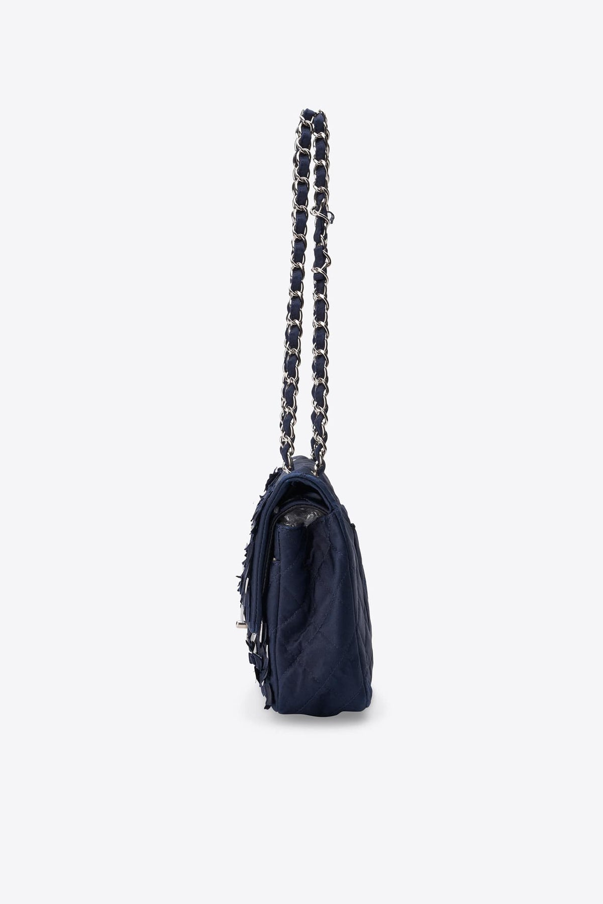 Vintage Chanel Navy Silk Sequin Double Flap Bag