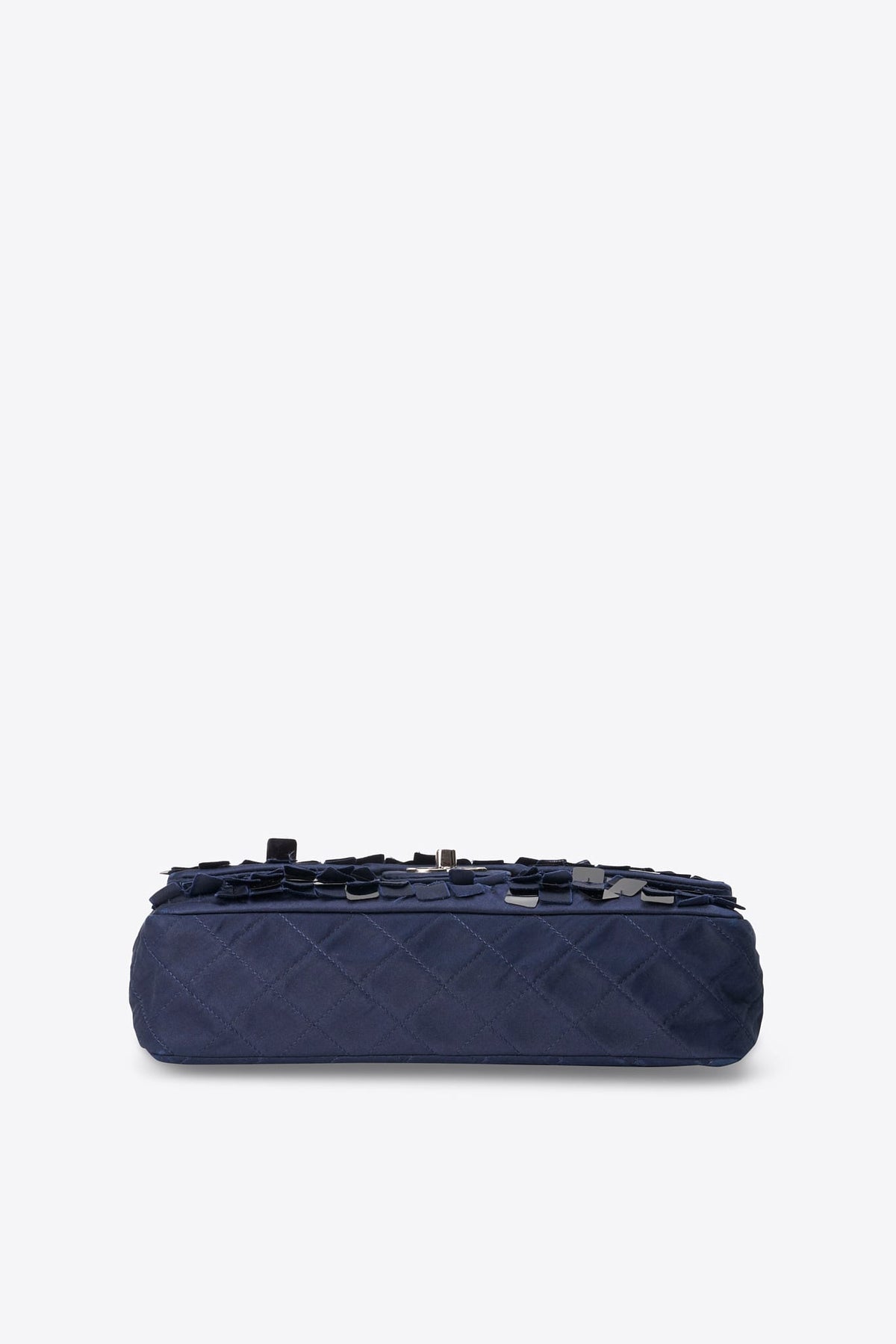 Vintage Chanel Navy Silk Sequin Double Flap Bag