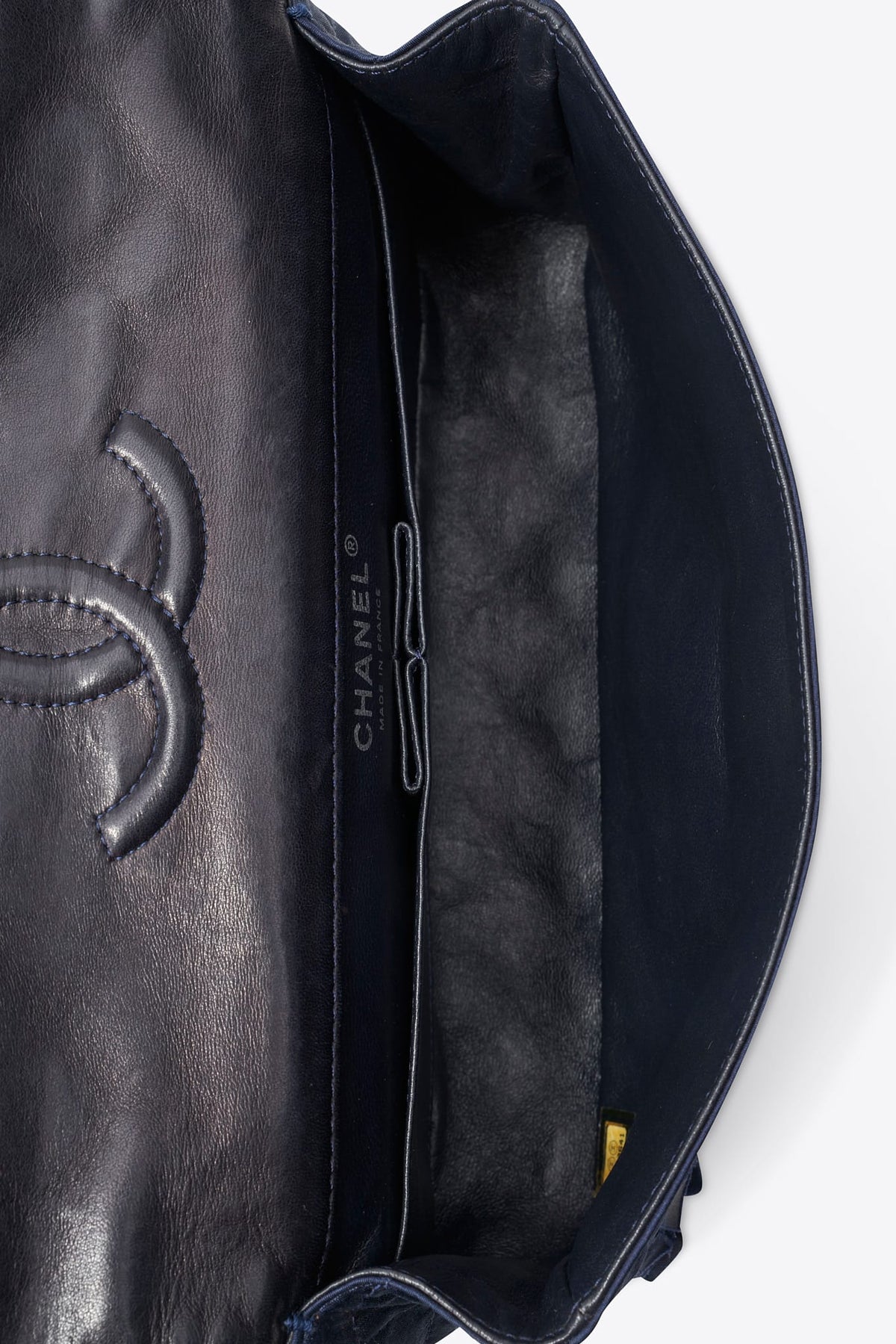 Vintage Chanel Navy Silk Sequin Double Flap Bag