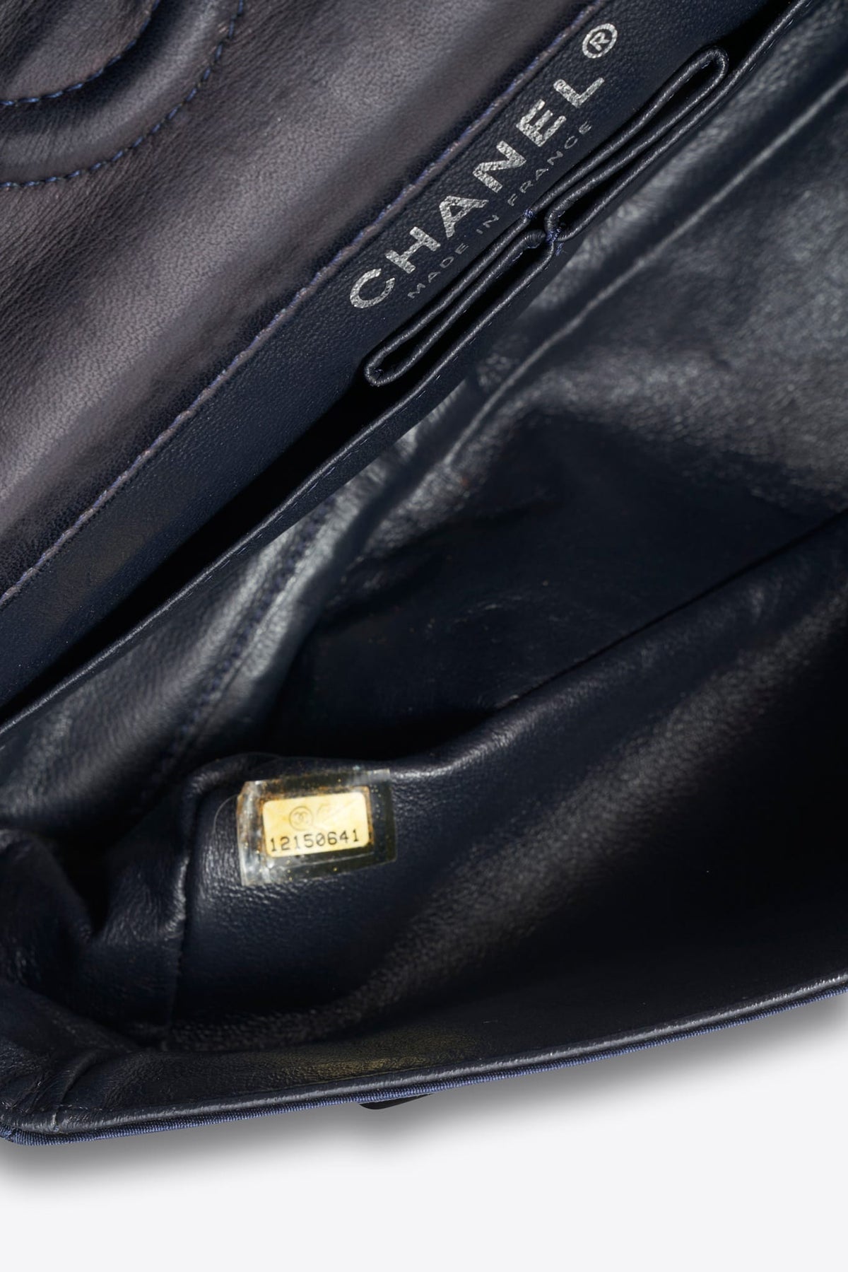 Vintage Chanel Navy Silk Sequin Double Flap Bag