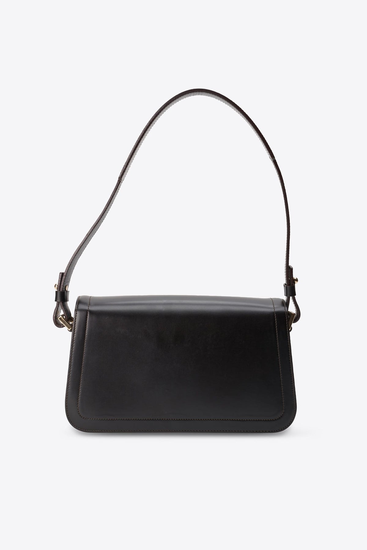 Vintage Celine Triomphe Dark Brown Leather Shoulder Bag