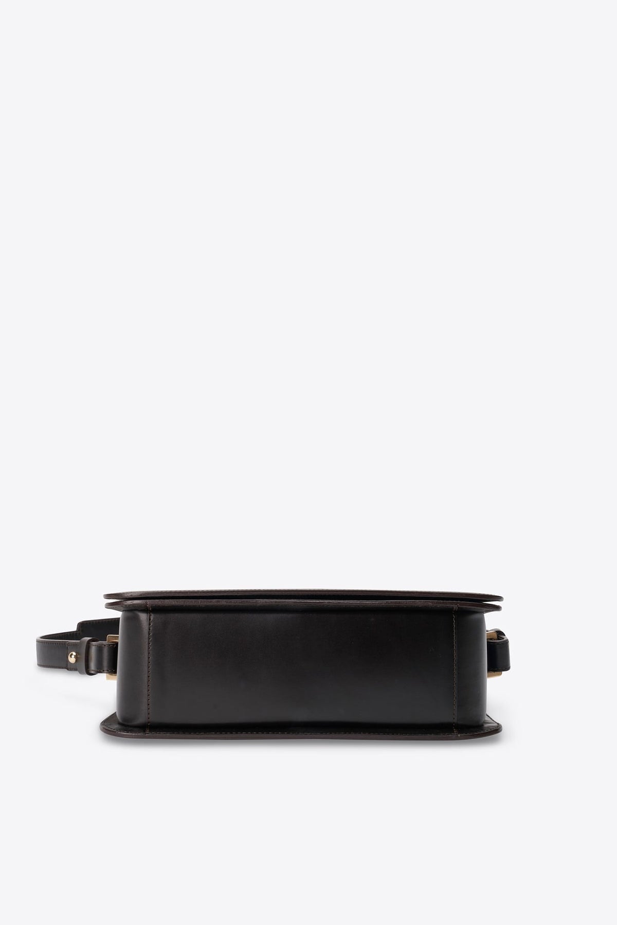 Vintage Celine Triomphe Dark Brown Leather Shoulder Bag