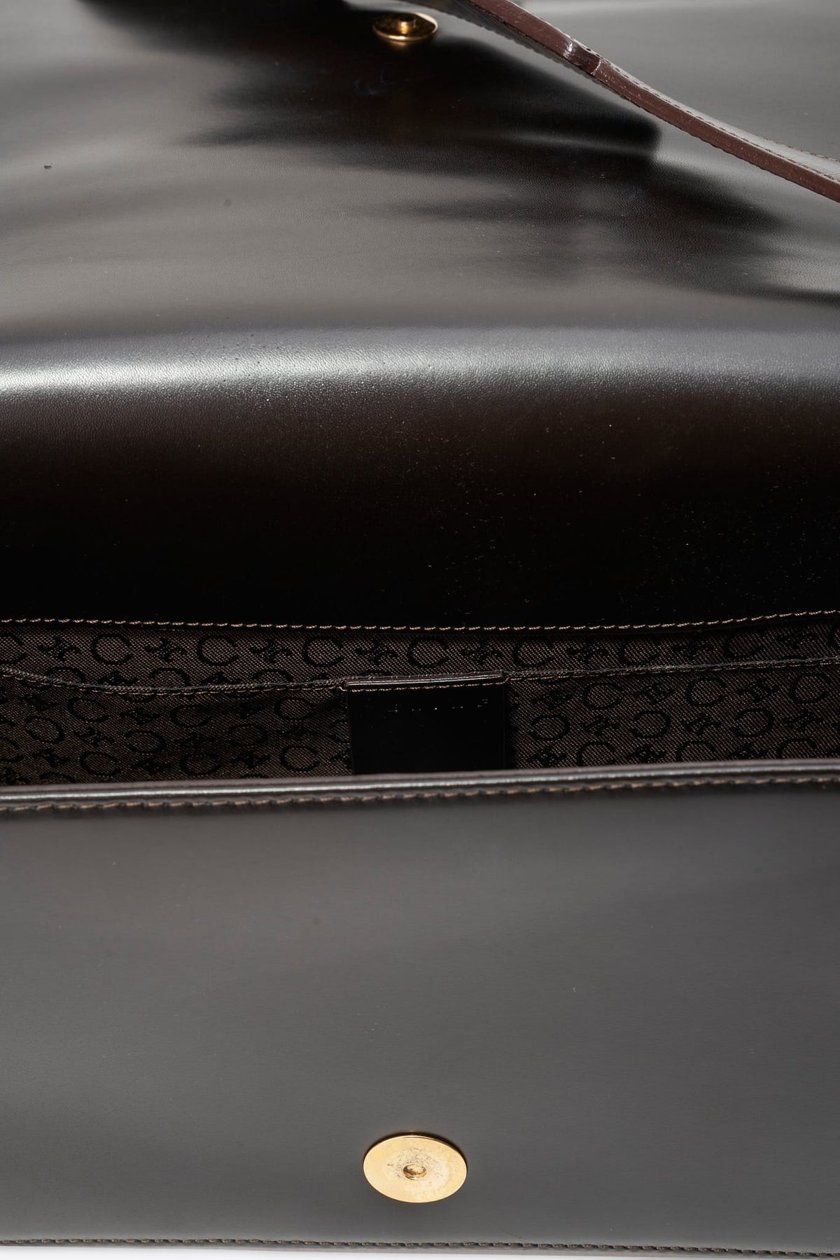 Vintage Celine Triomphe Dark Brown Leather Shoulder Bag