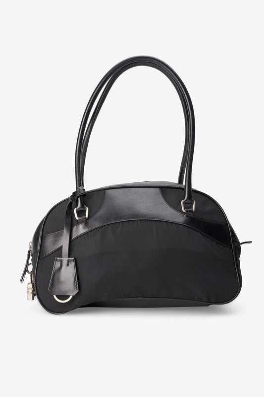 Vintage Prada Black Nylon Bowling Bag