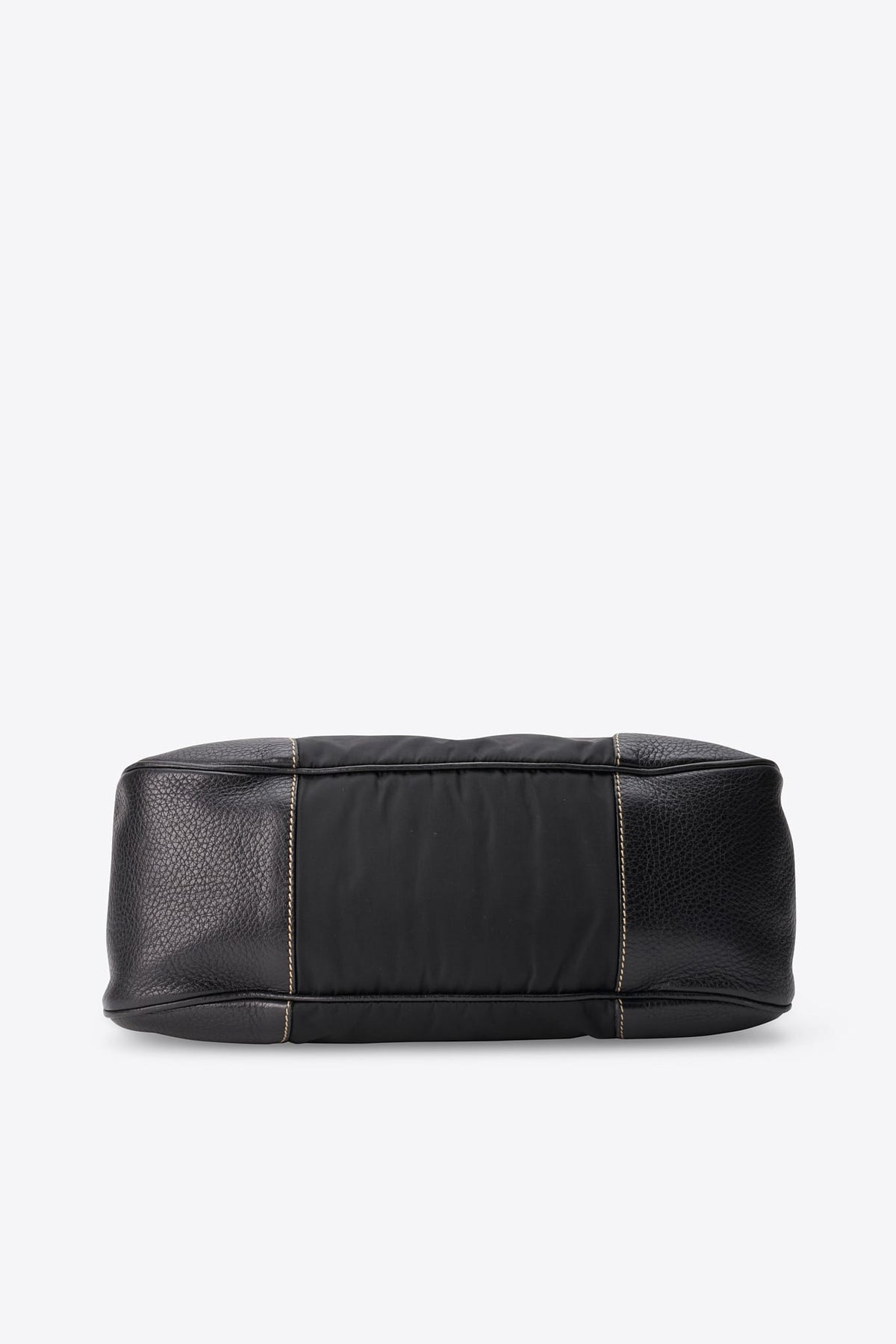 Vintage Prada Black Nylon Shoulder Bag with Contrast Stitching