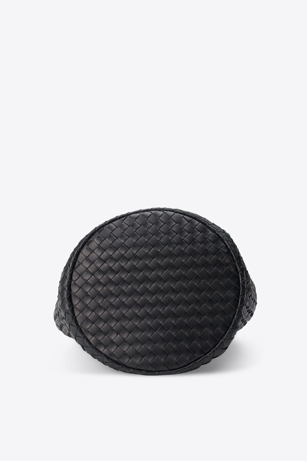 Vintage Bottega Veneta Intrecciato Black Leather Shoulder Bag