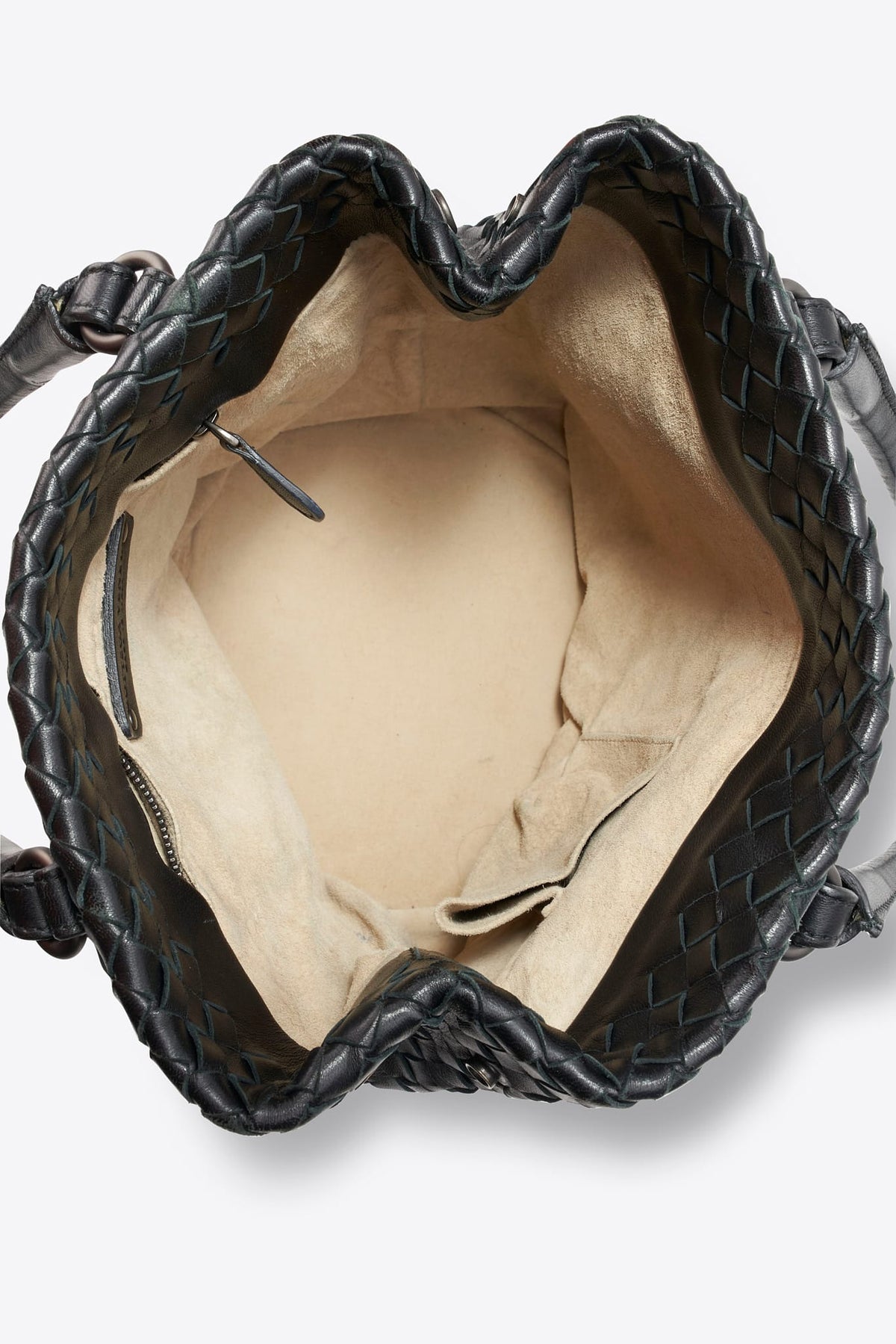 Vintage Bottega Veneta Intrecciato Black Leather Shoulder Bag