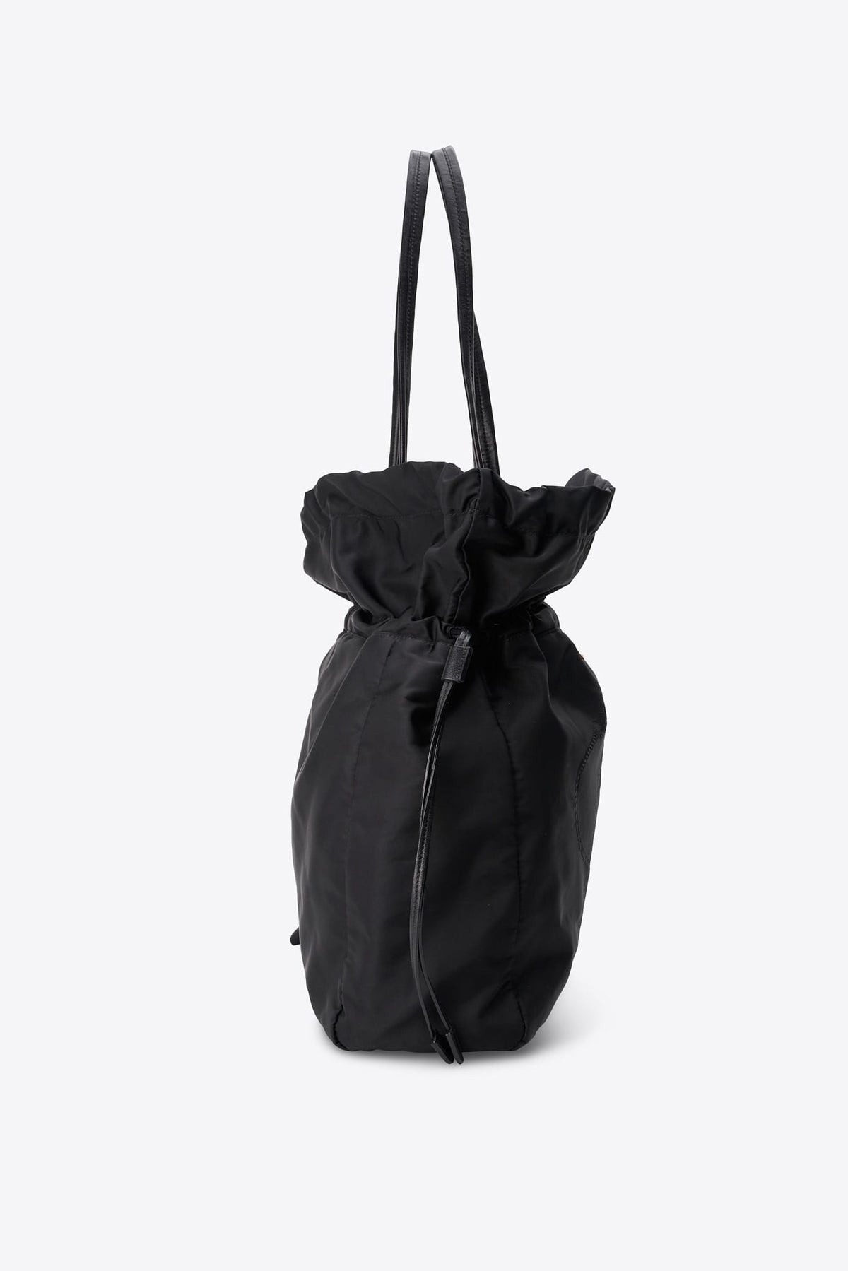 Vintage Prada Black Nylon Ruffle Drawstring Shoulder Bag