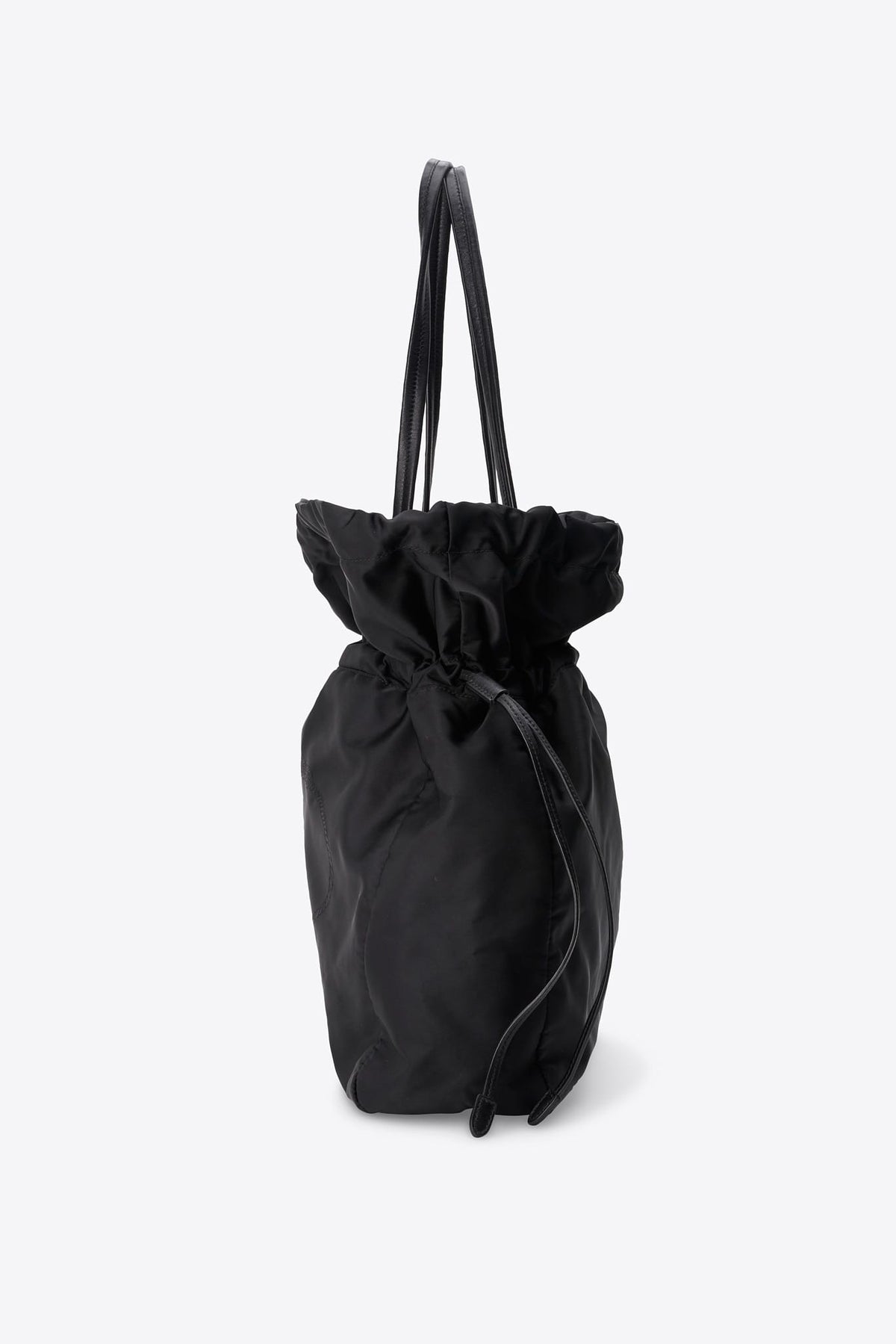 Vintage Prada Black Nylon Ruffle Drawstring Shoulder Bag