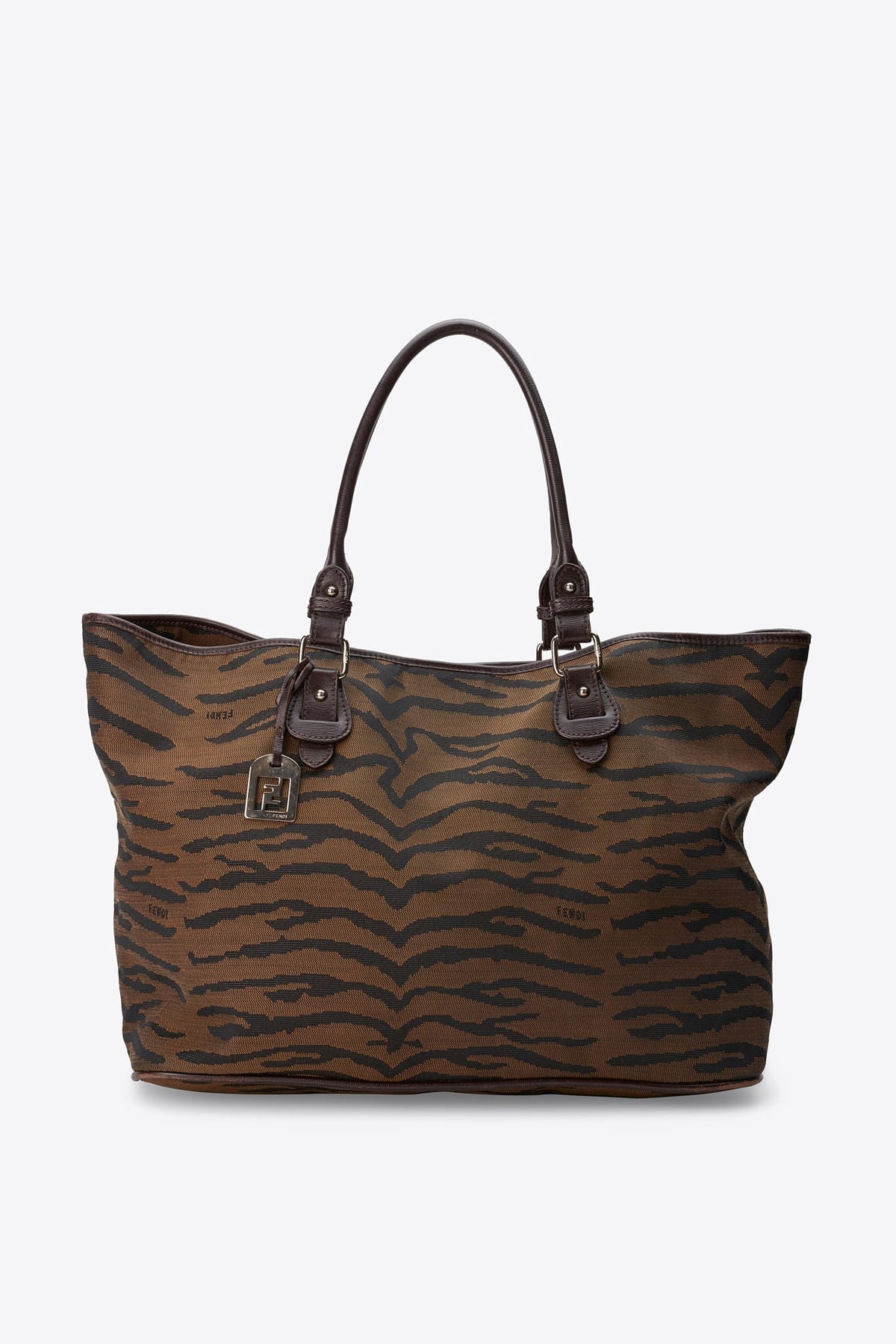 Vintage Fendi Tiger Print Canvas Tote Bag